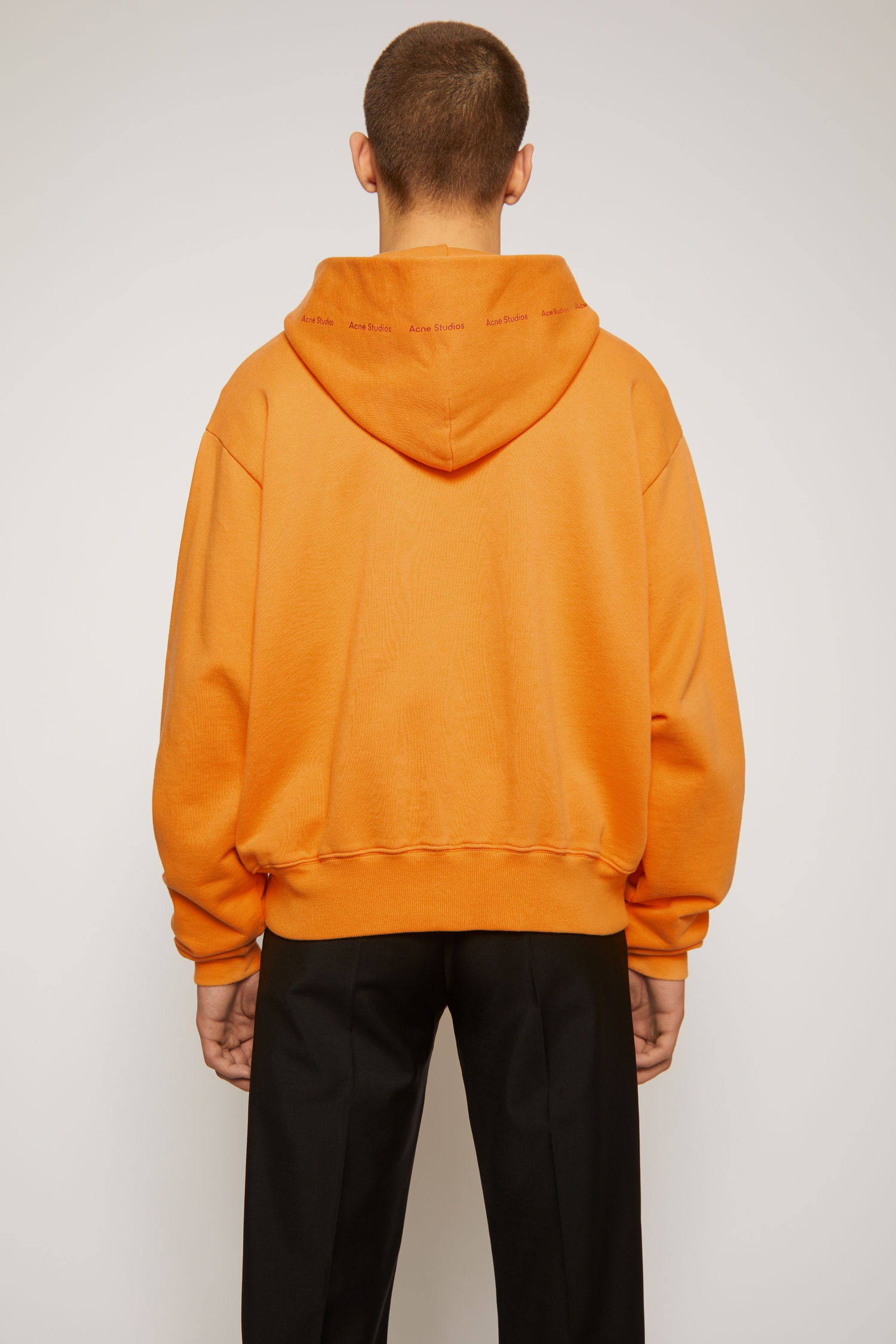 Logo print hooded sweatshirt peach orange - 4