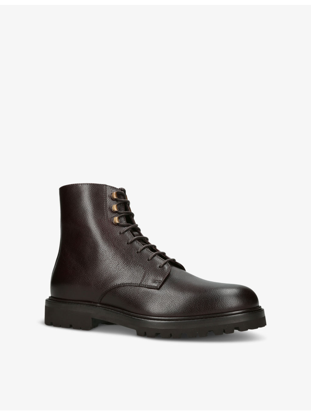 Textured shearling-lined lace-up leather boots - 3