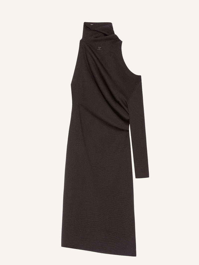 DRAPED WOOL LONG DRESS 1