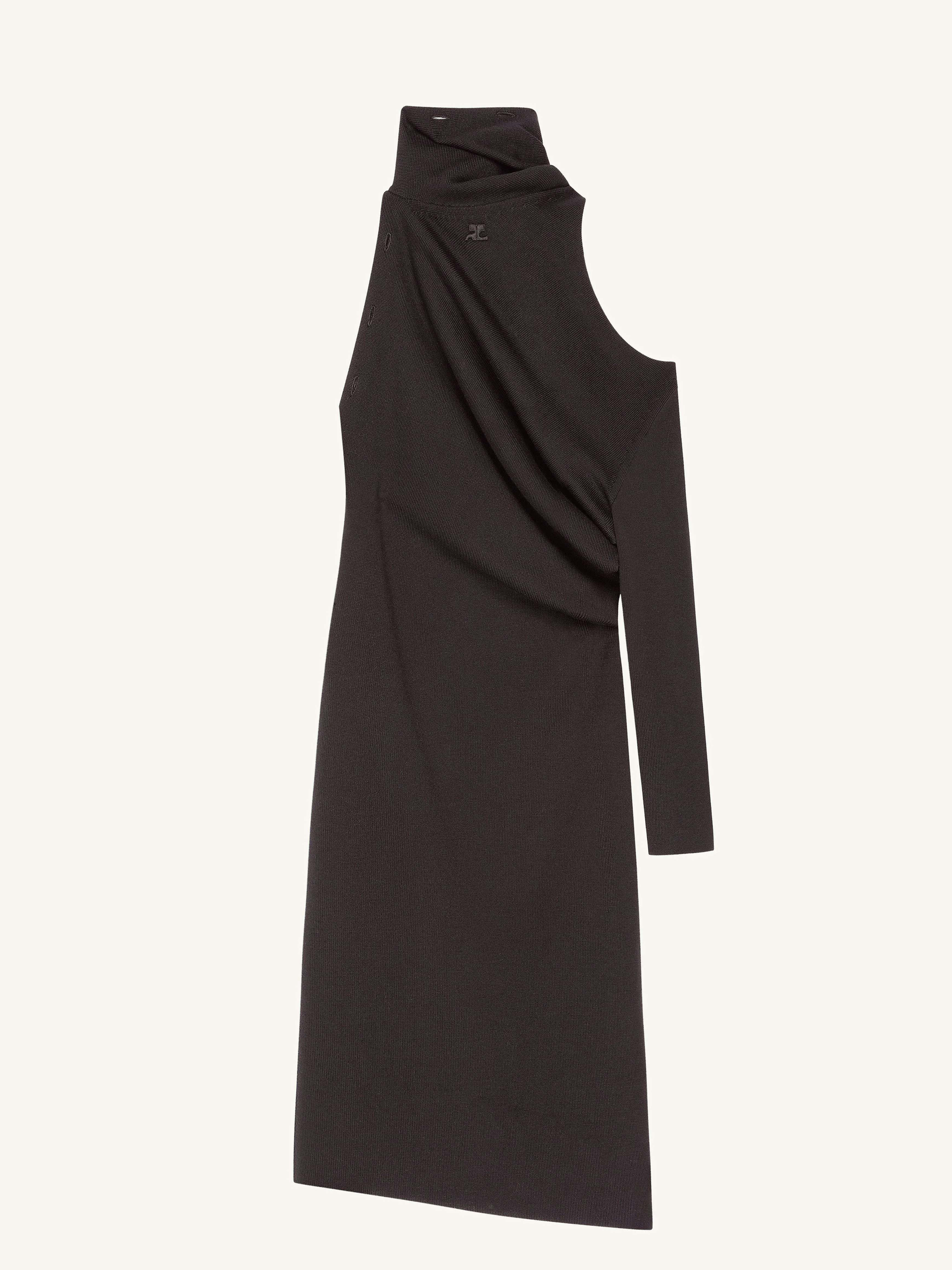 DRAPED WOOL LONG DRESS - 1