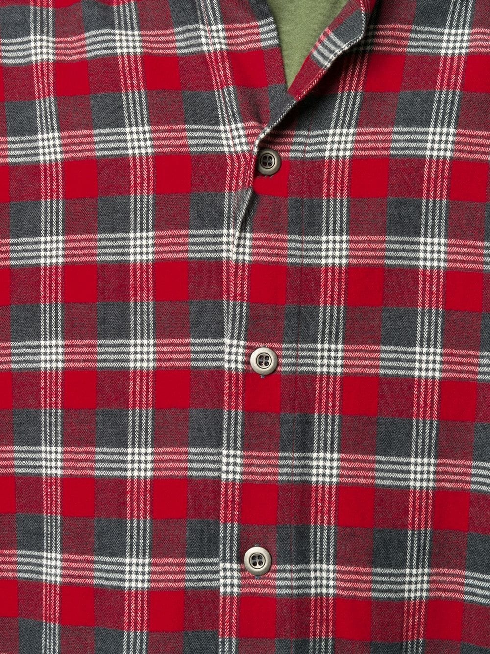 raw edge check print shirt - 5