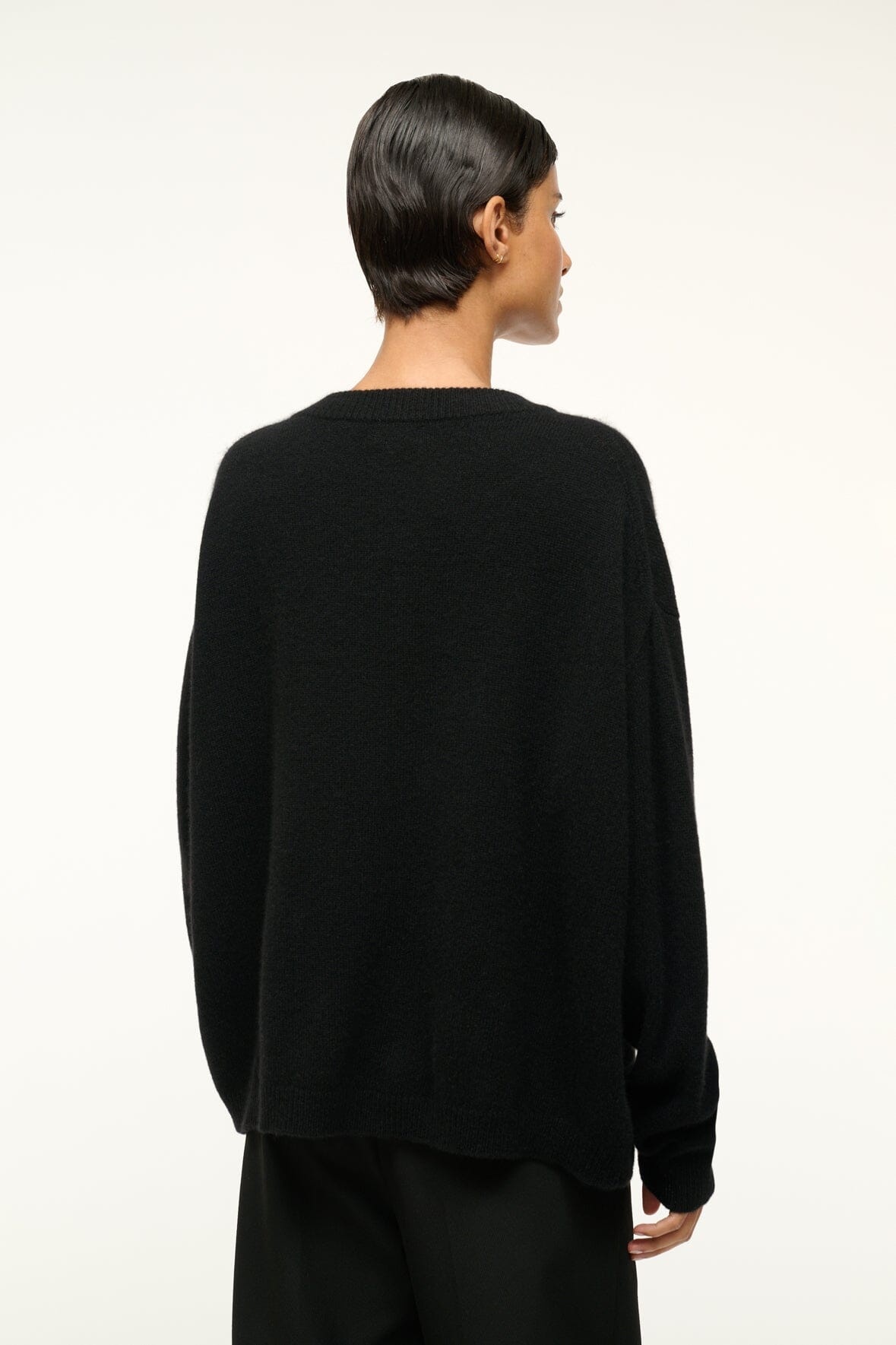 STAUD SERRANO CASHMERE RELAXED CREW BLACK - 3
