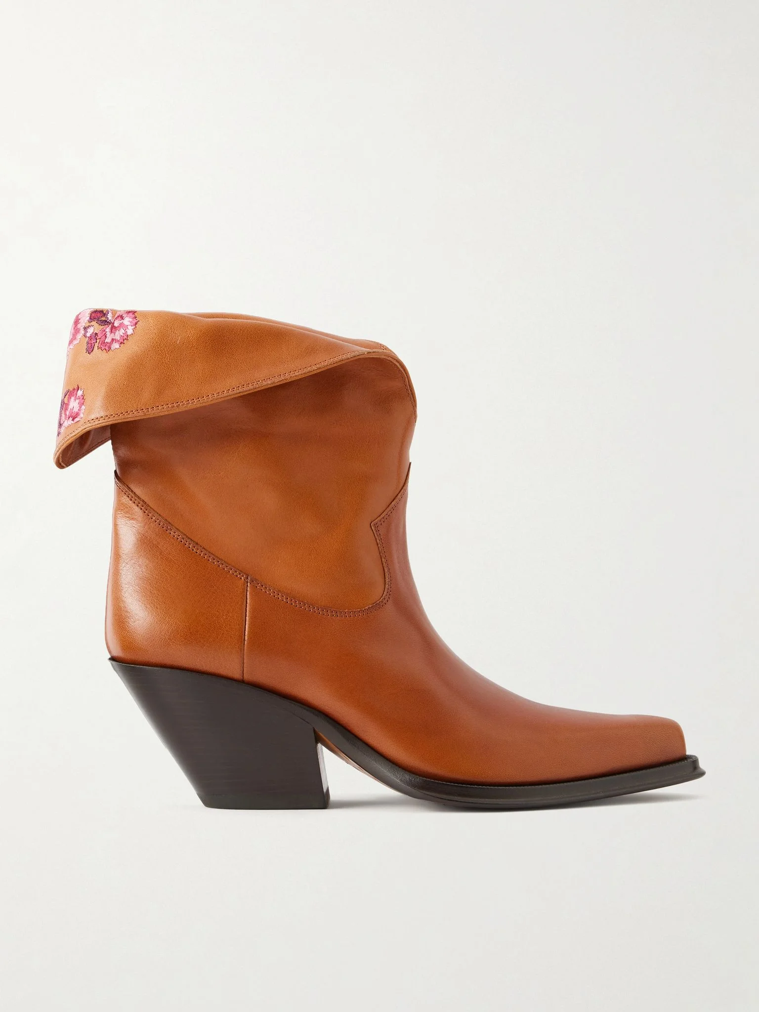 Azelan floral-embroidered ankle boots Tan - 1