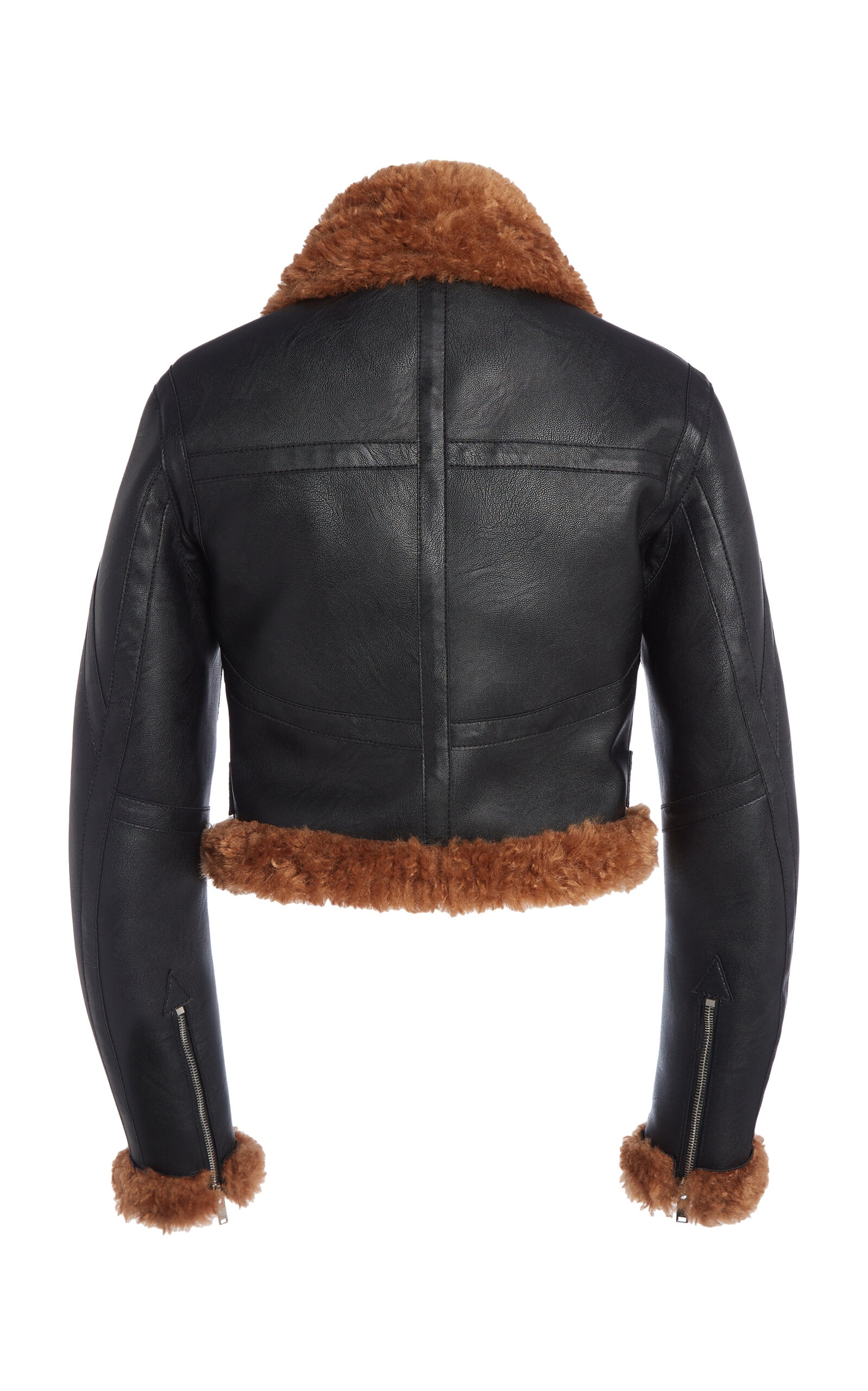 Fitted Eco-Leather Aviator Jacket black - 3