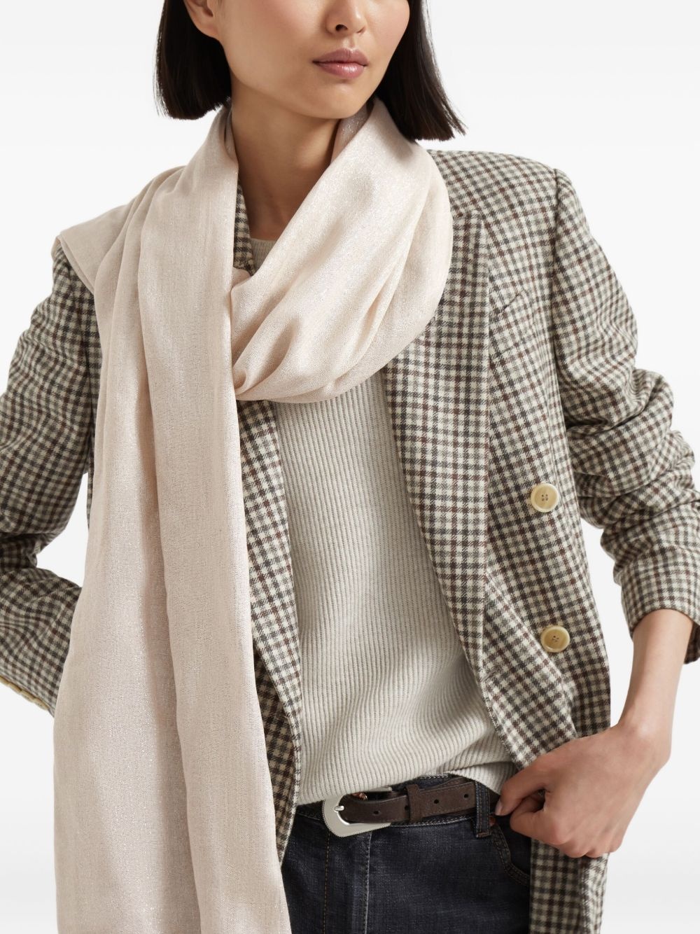 fringed cashmere-silk blend scarf - 5
