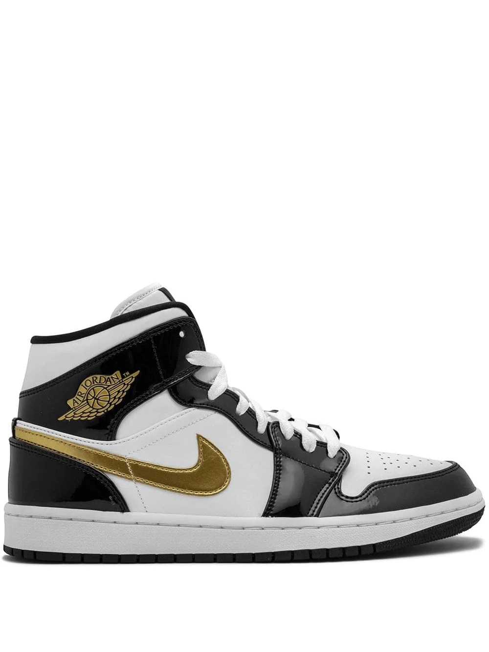 Air Jordan 1 Mid SE black gold patent leather - 1