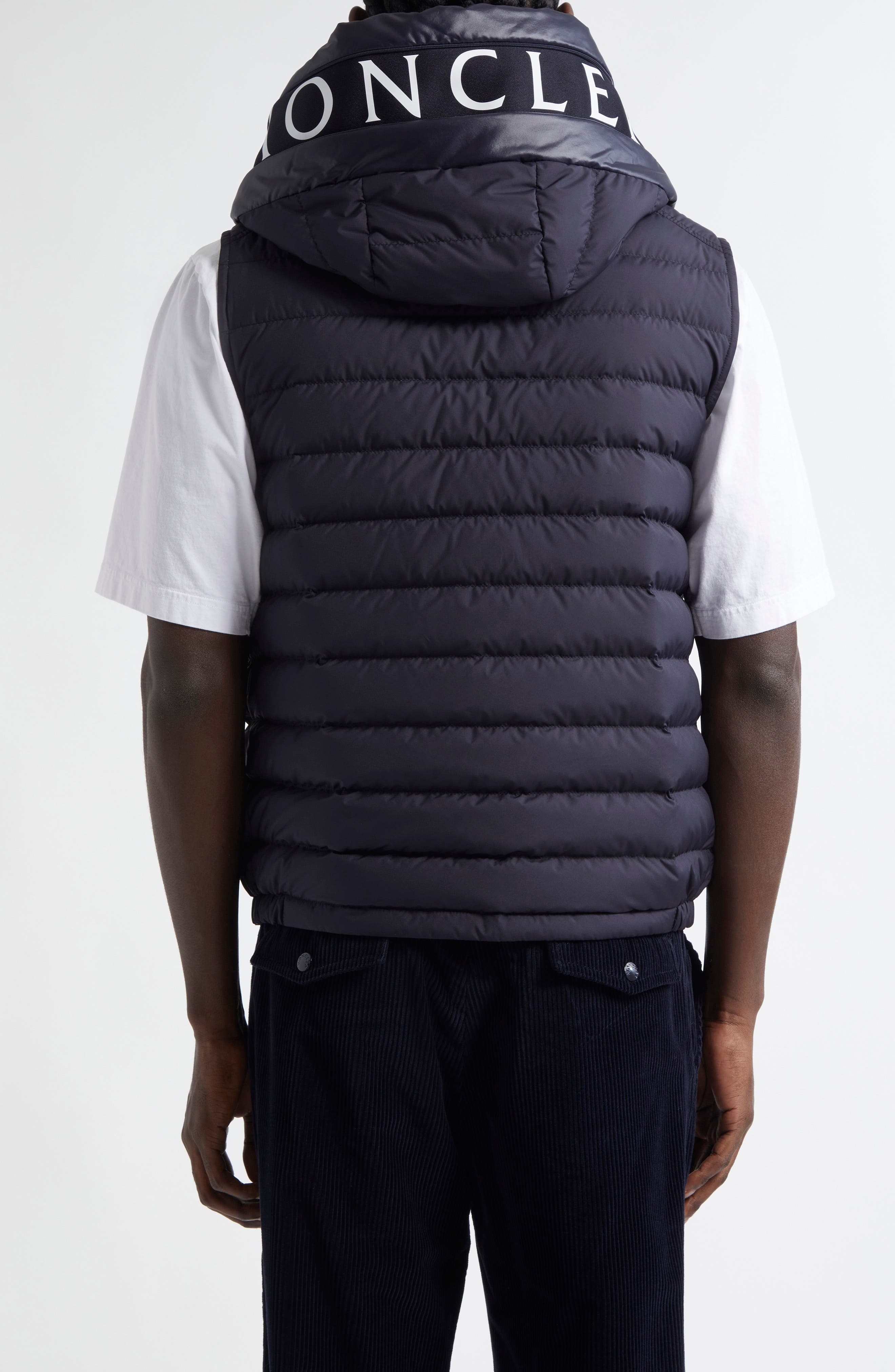 Moncler Bourget Down Hooded Vest in Dark Navy Blue at Nordstrom - 3
