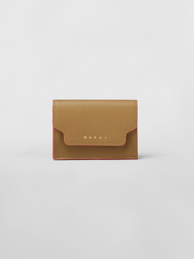 GREEN SAFFIANO CALFSKIN TRI-FOLD WALLET - 1
