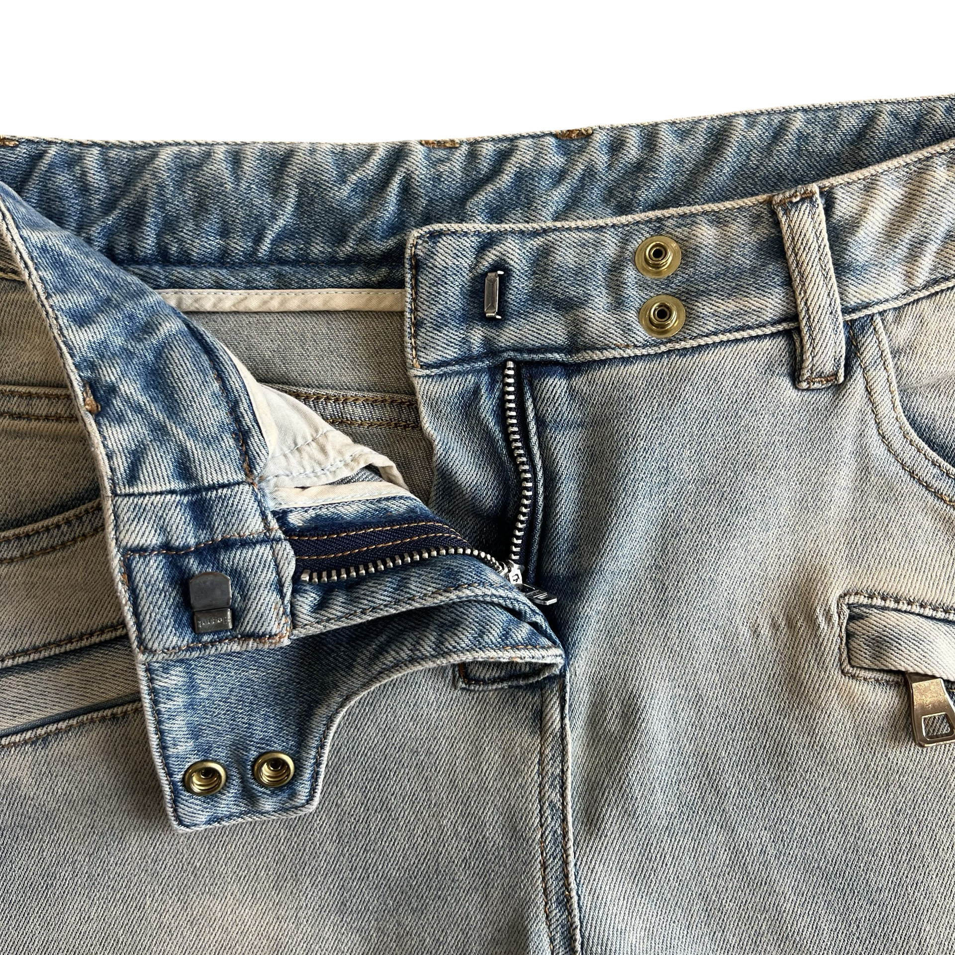 Balmain Light Wash Biker Denim SZ 34 - 4