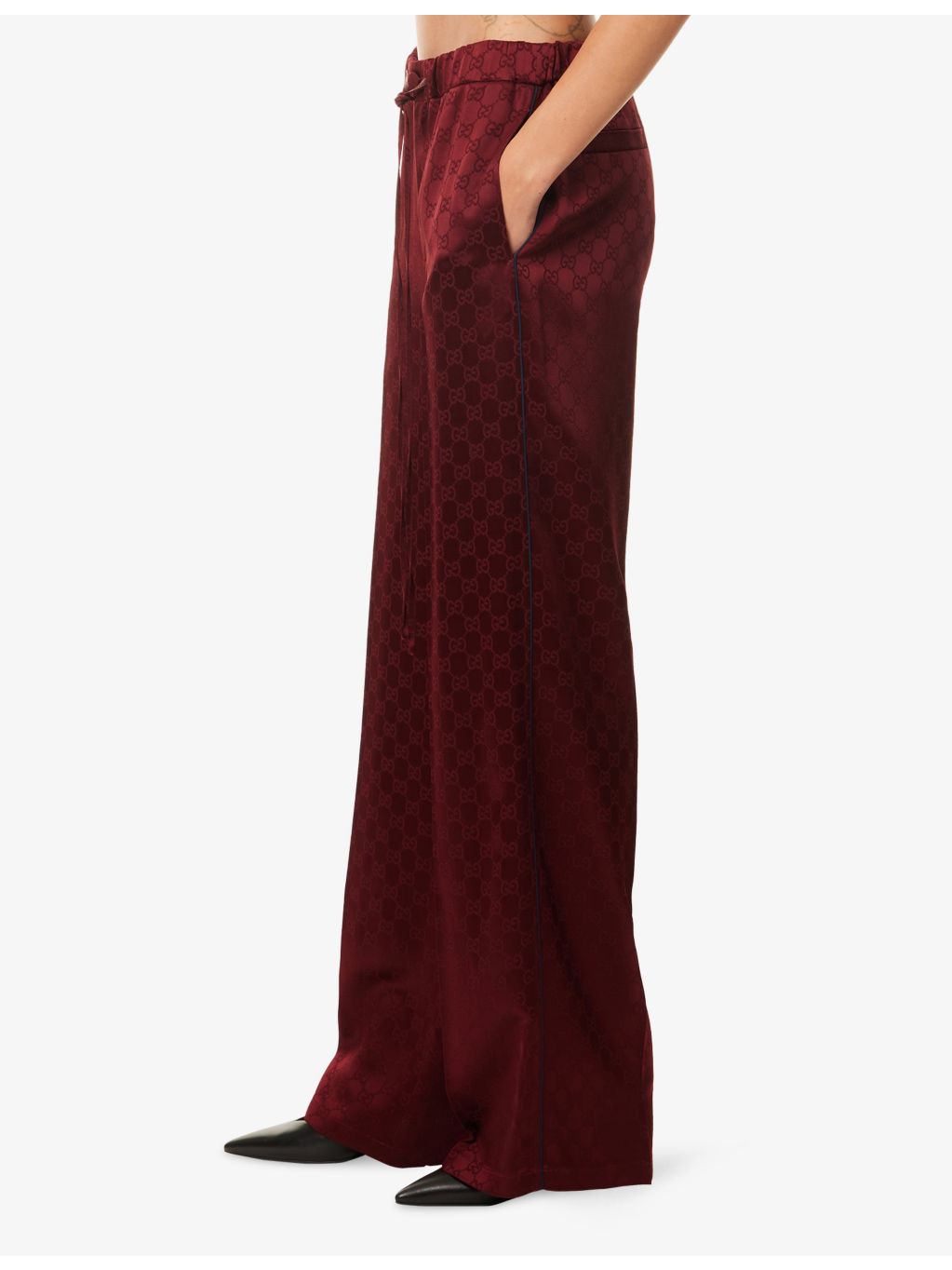 GG Monogram Straight-Leg Satin Trousers - 3