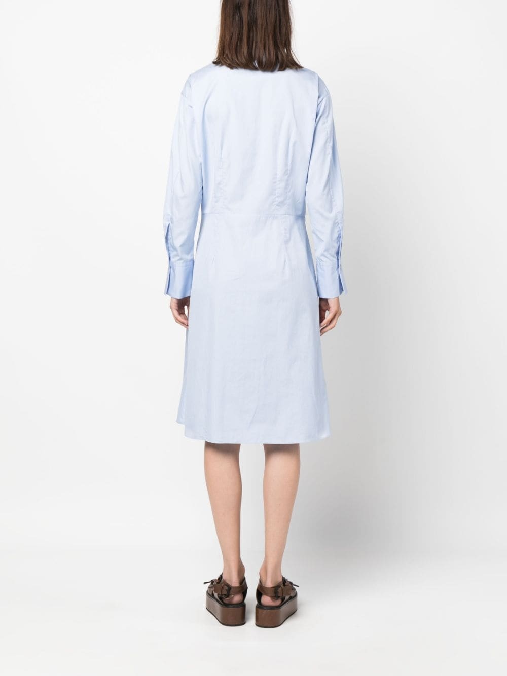 long-sleeved cotton wrap dress - 4