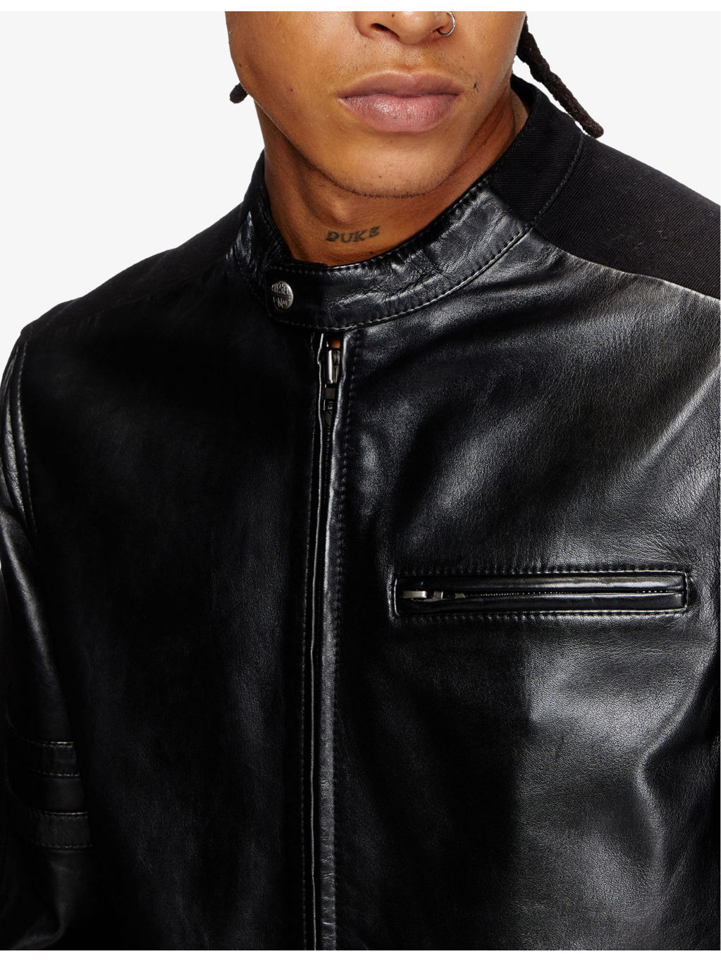 L-Simz Contrast-Panel Regular-Fit Leather Jacket - 5