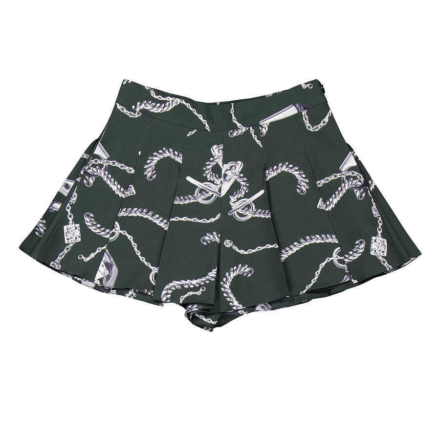 Burberry All-Over Graphic Print Pleated Shorts - 6