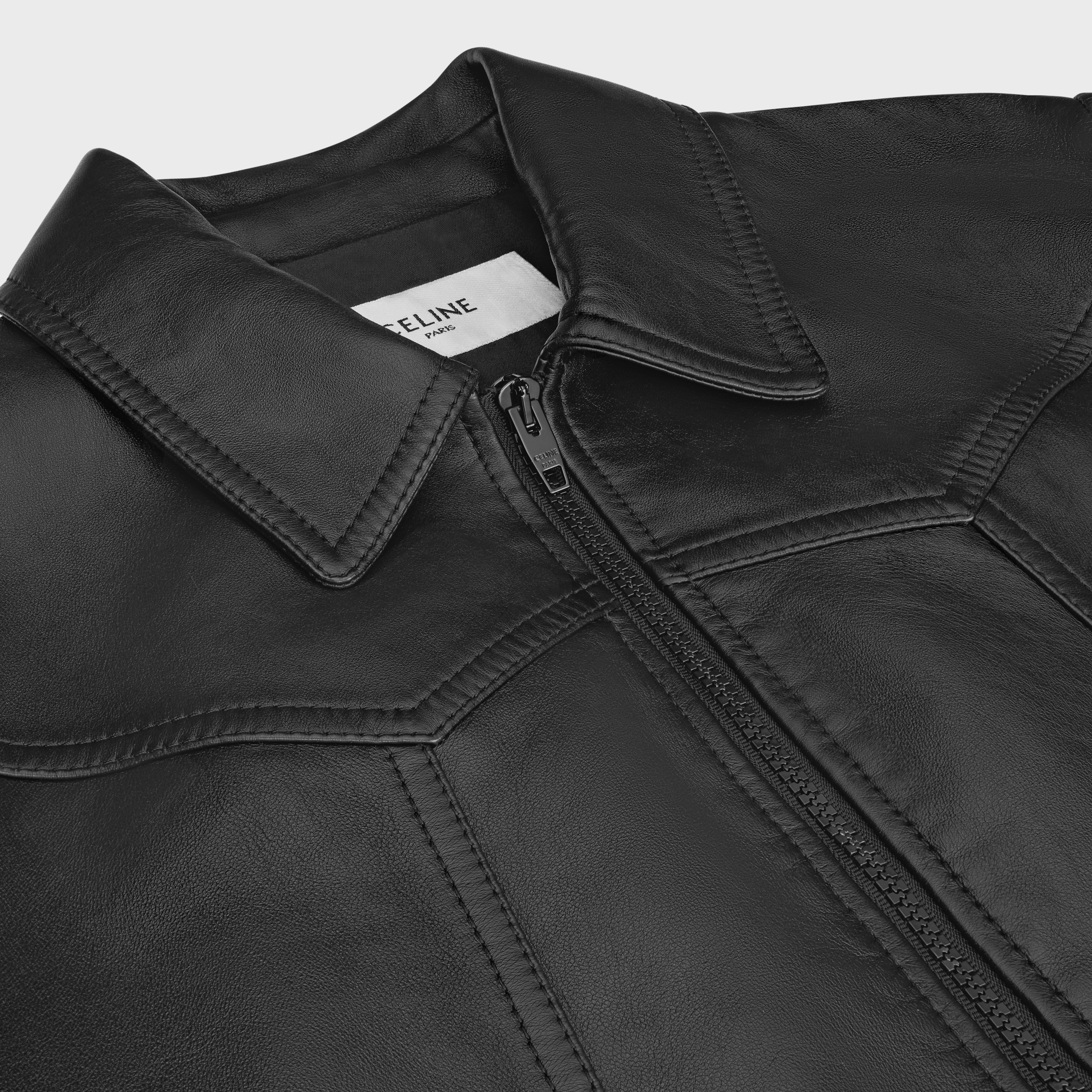loose blouson jacket in soft lambskin - 3