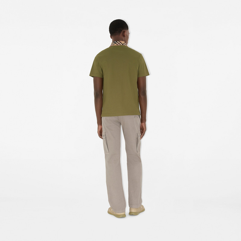 Check Collar Cotton Polo Shirt 4