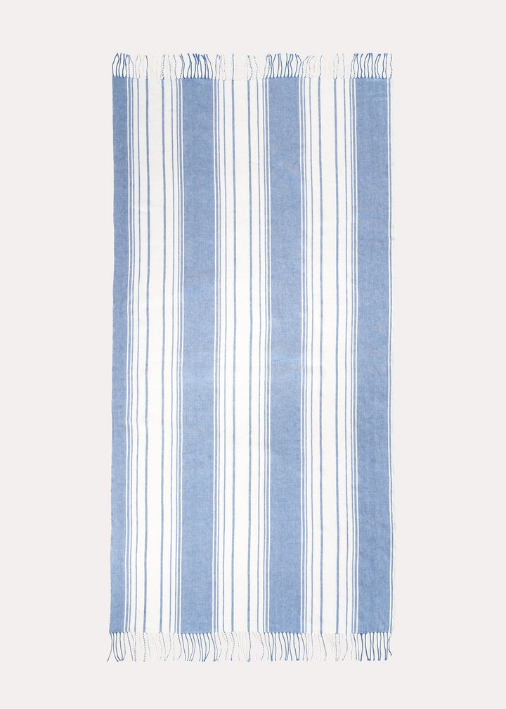 Striped linen-blend sarong cornflower - 2
