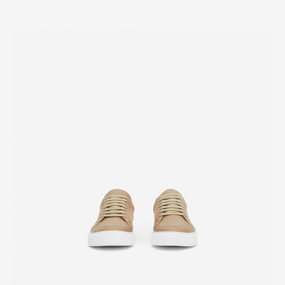 Burberry House Check Cotton and Leather Sneakers outlook