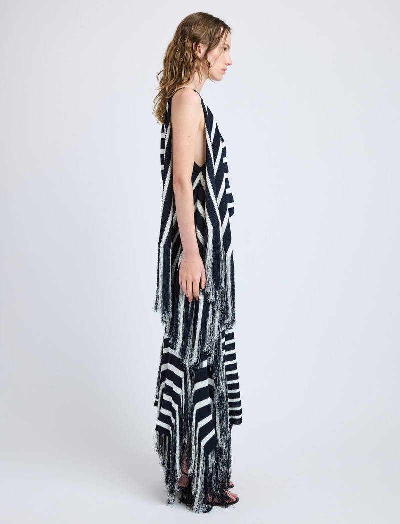 Proenza Schouler Yves Skirt in Stripe Fringed Knit outlook