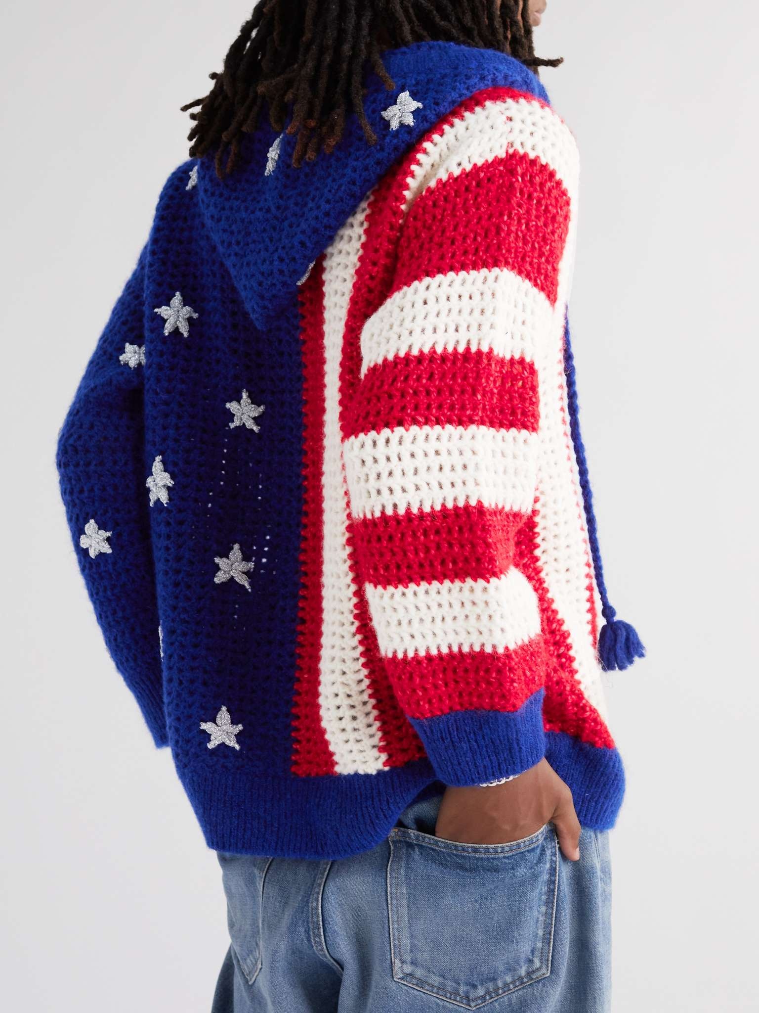 Lurex-Trimmed Crocheted Alpaca-Blend Hoodie - 4