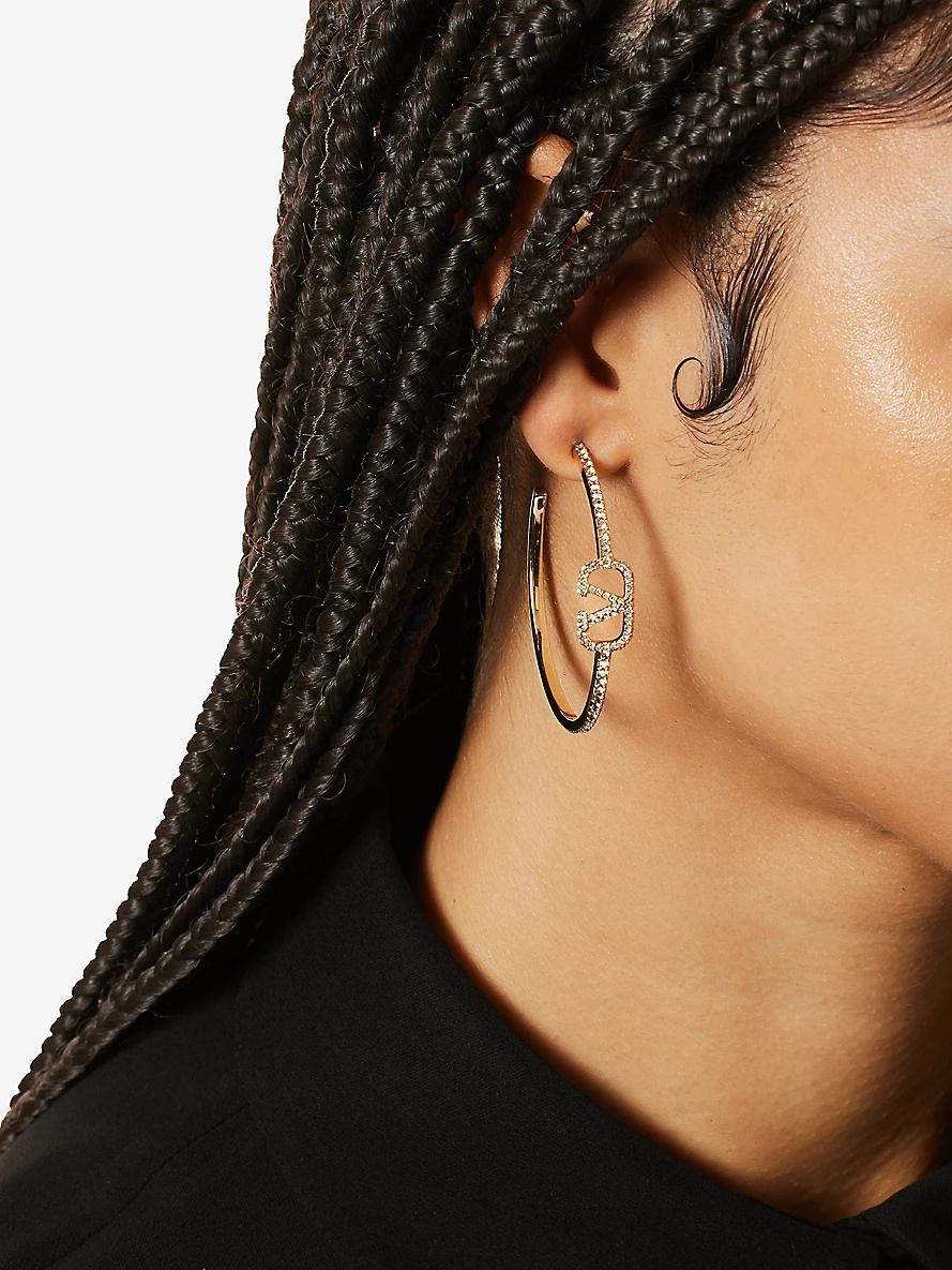 Logo-embellished brass earrings - 2