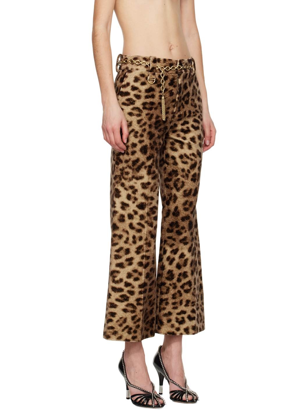 Brown Cropped Bootcut Trousers - 2