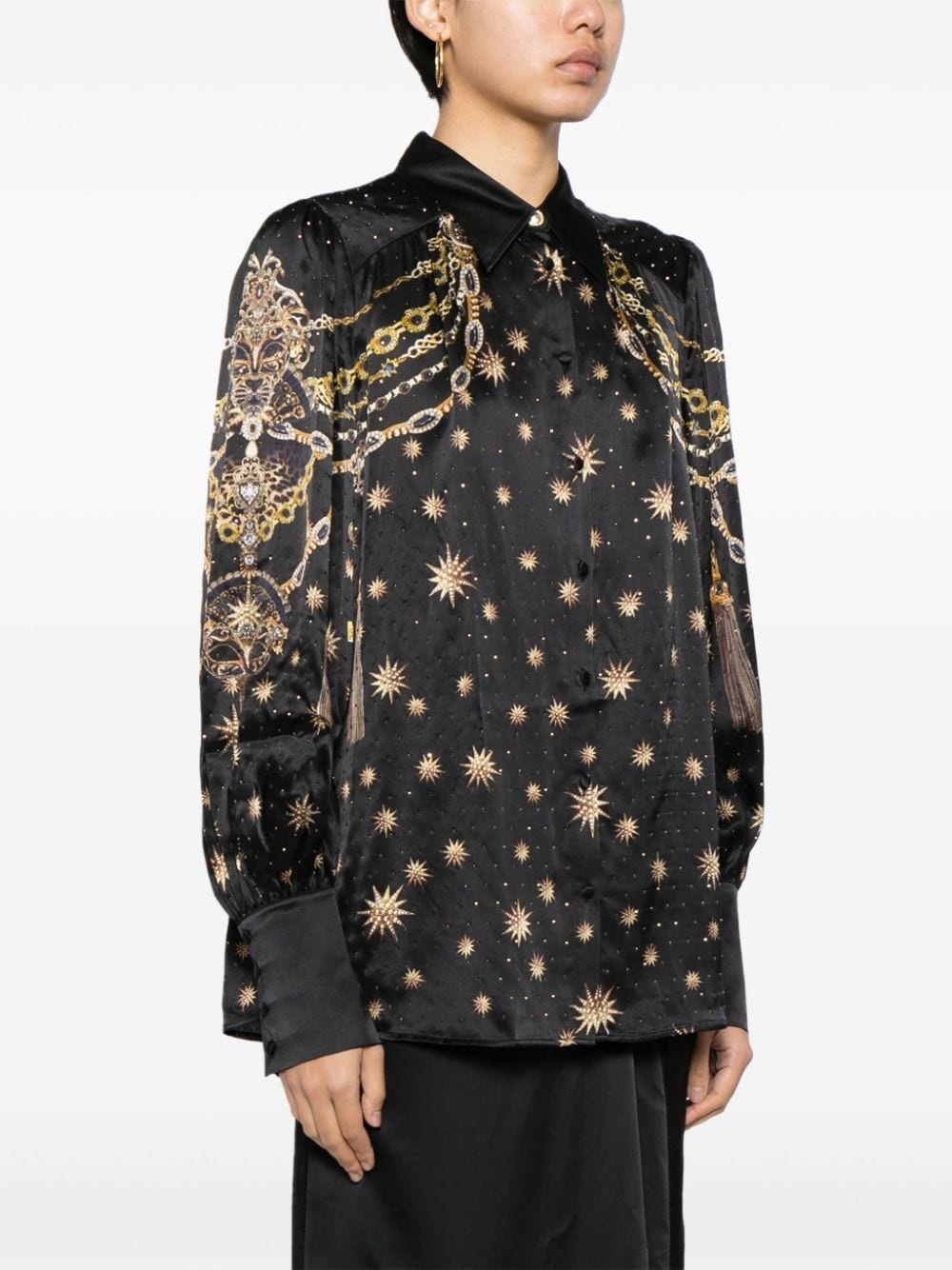 graphic-print silk shirt - 3