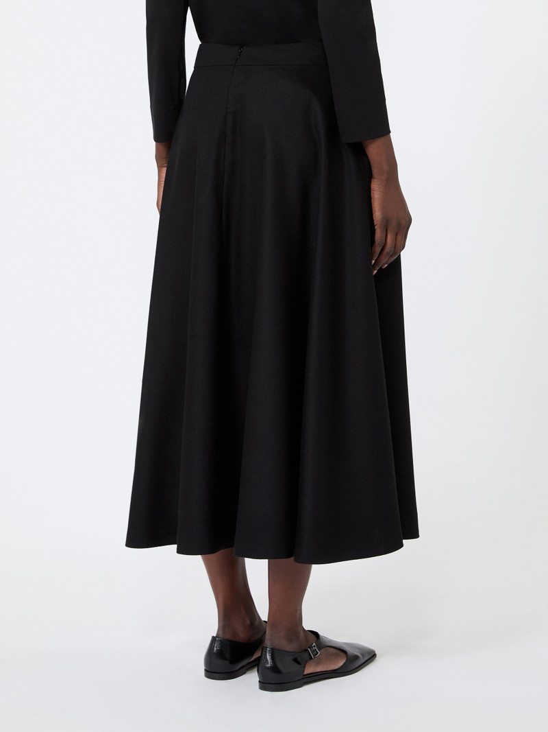 BETULLA Long wool flannel skirt - BLACK 4