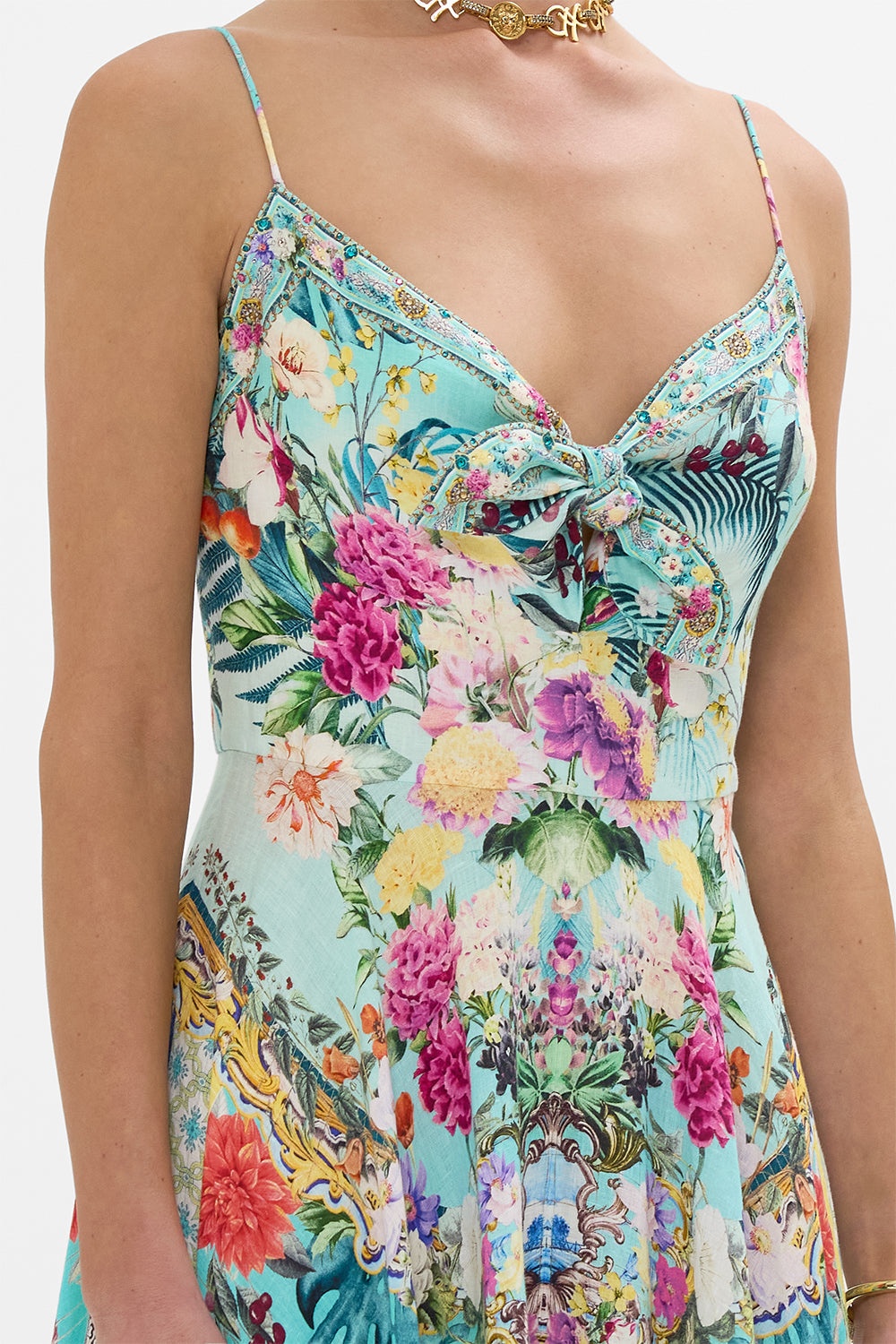 LONG DRESS WITH TIE FRONT - 6