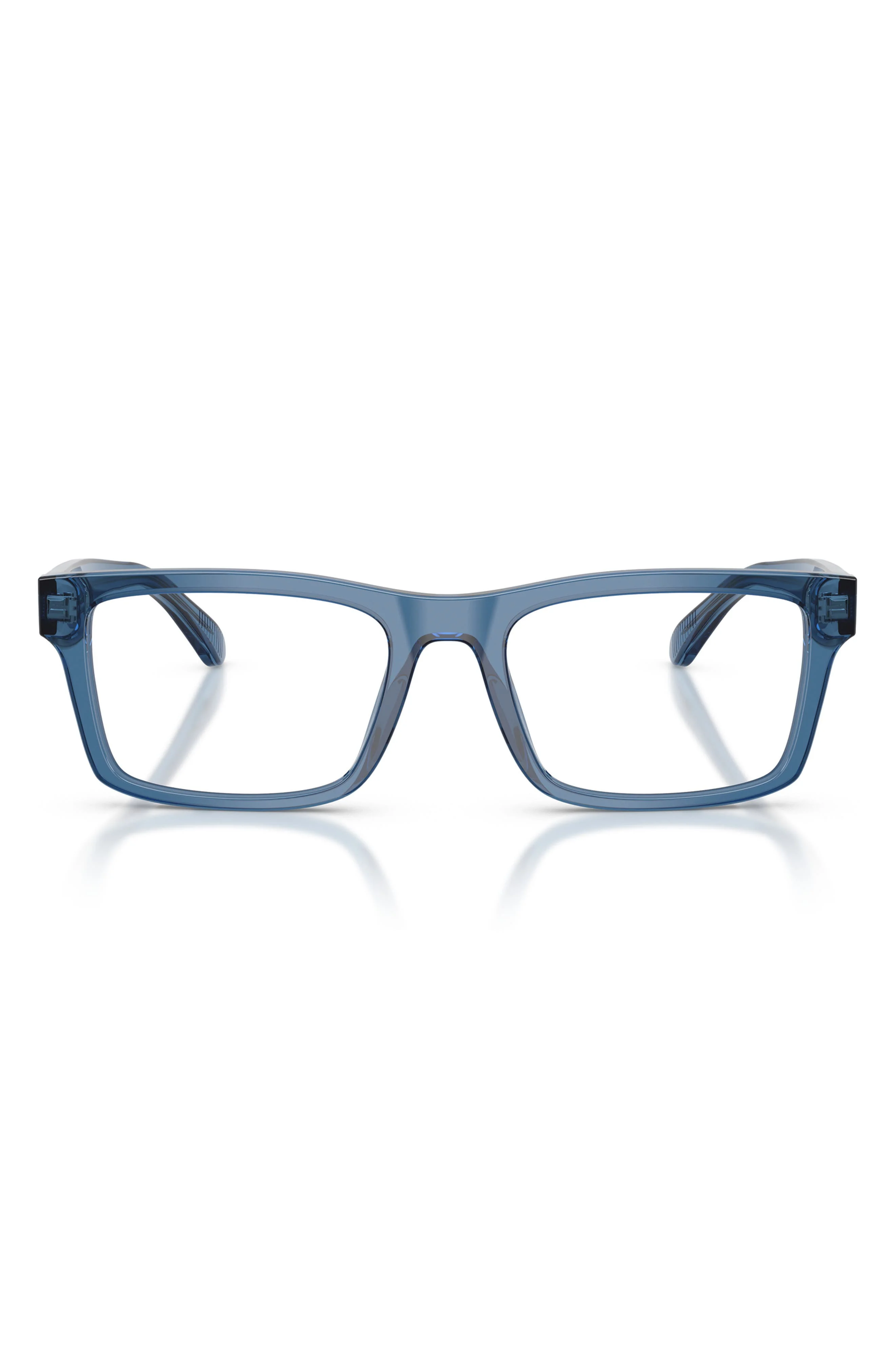 Emporio Armani 54mm Rectangle Optical Glasses in Shiny Blue /Demo Lens at Nordstrom - 1