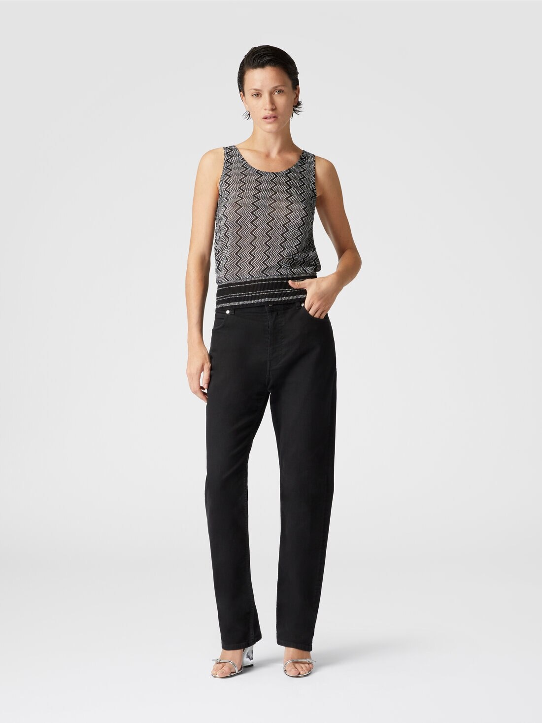 Top with zig zag lamé motif - 2