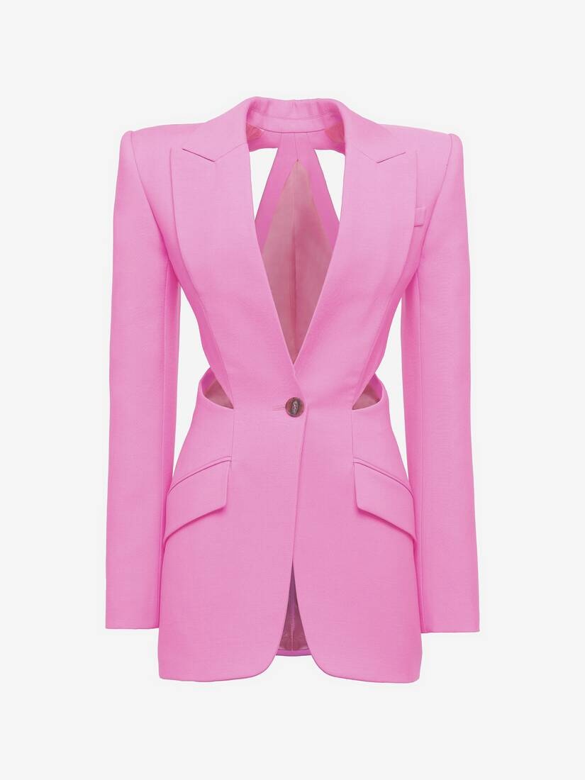 Women's Slashed Single-breasted Jacket in Psychedelic Pink - 1