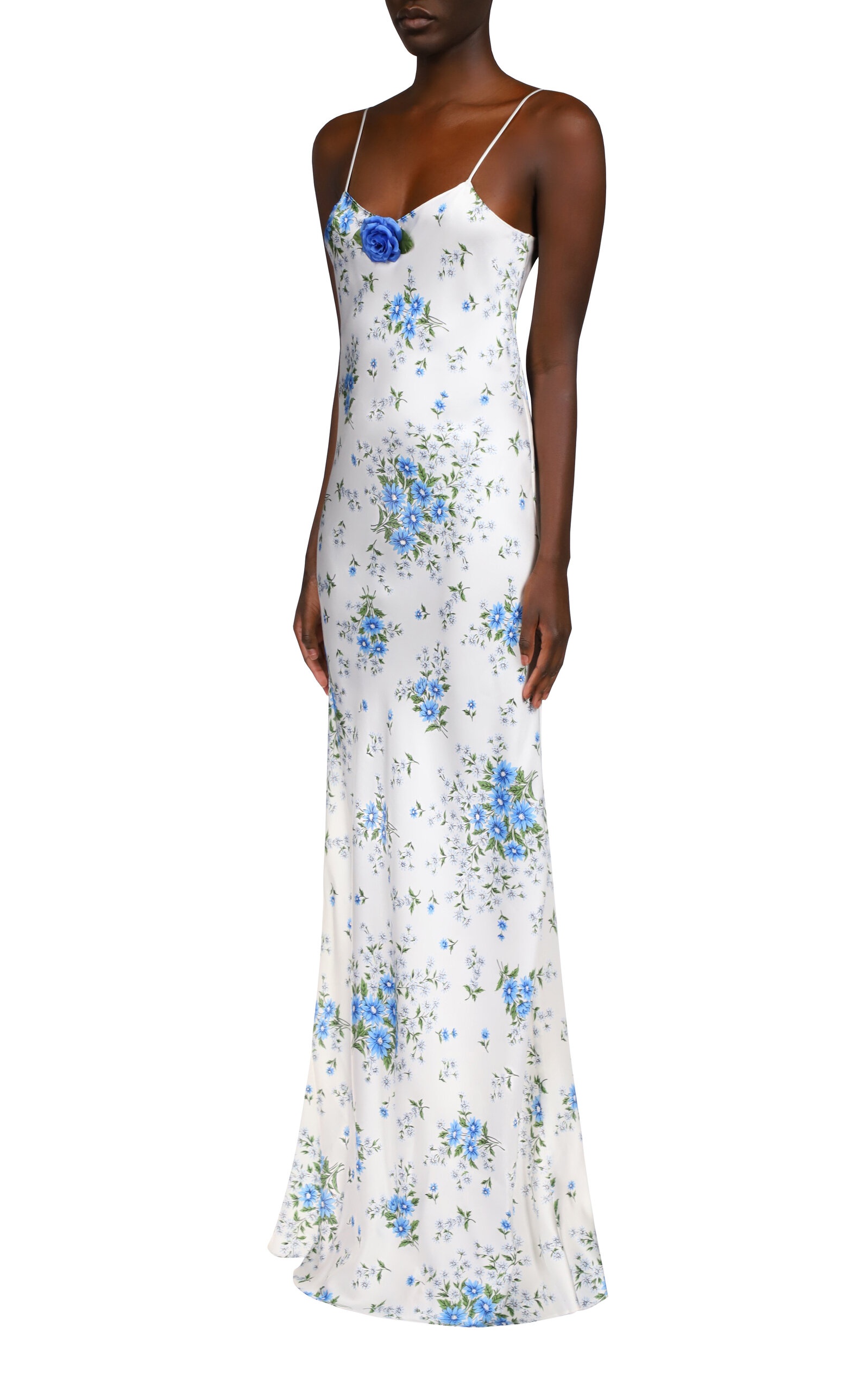 Floral Silk Slip Gown white - 2