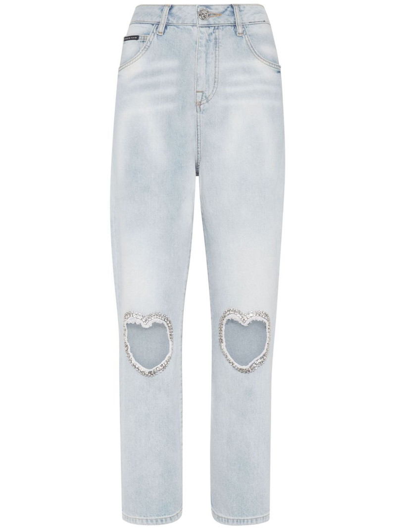 heart-patch straight jeans 1