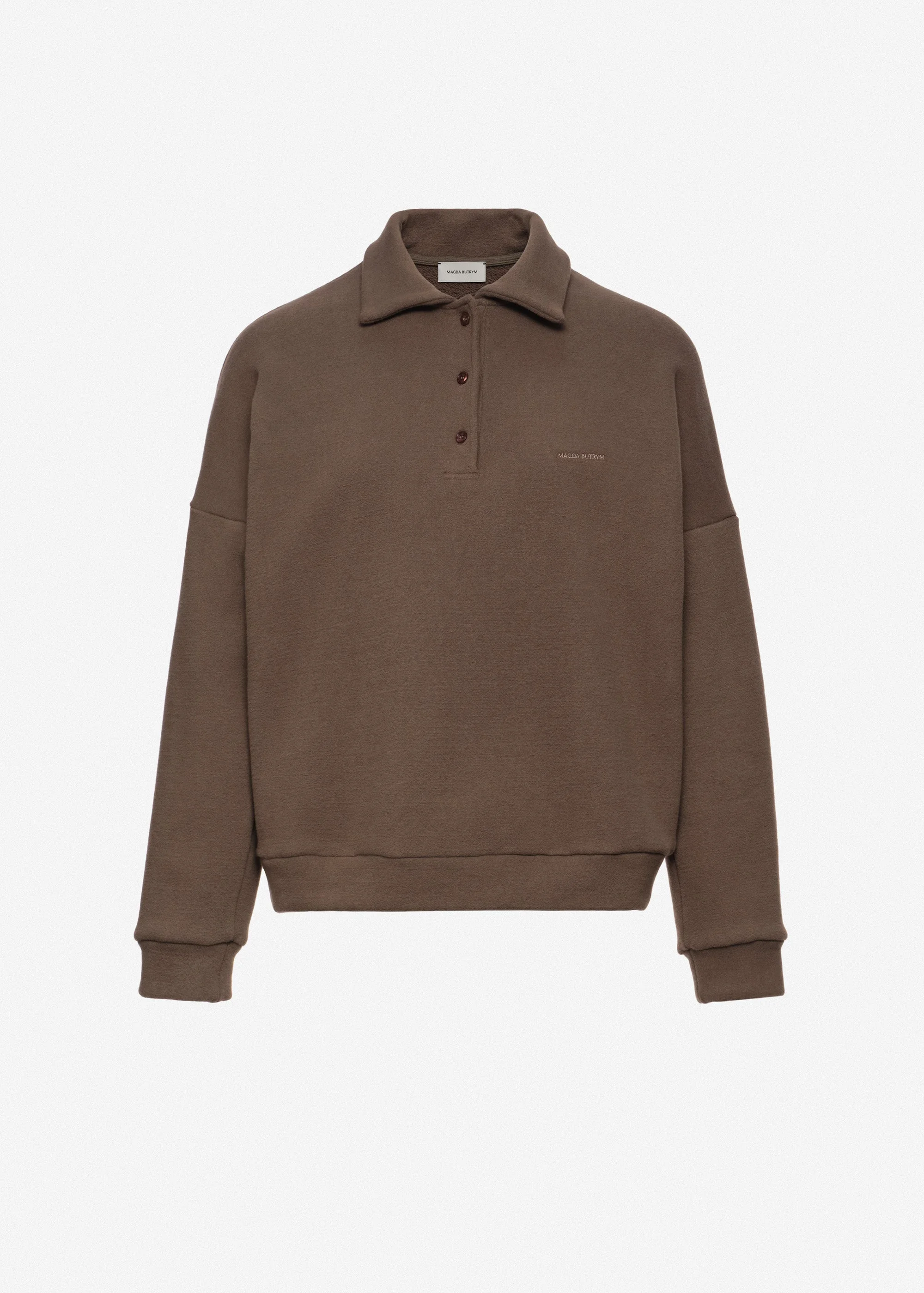 Cotton sweatshirt polo in light brown - 1