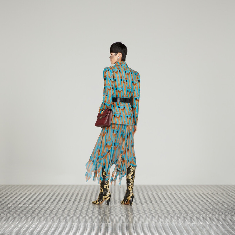 Lipstick and tool print silk shirt 3