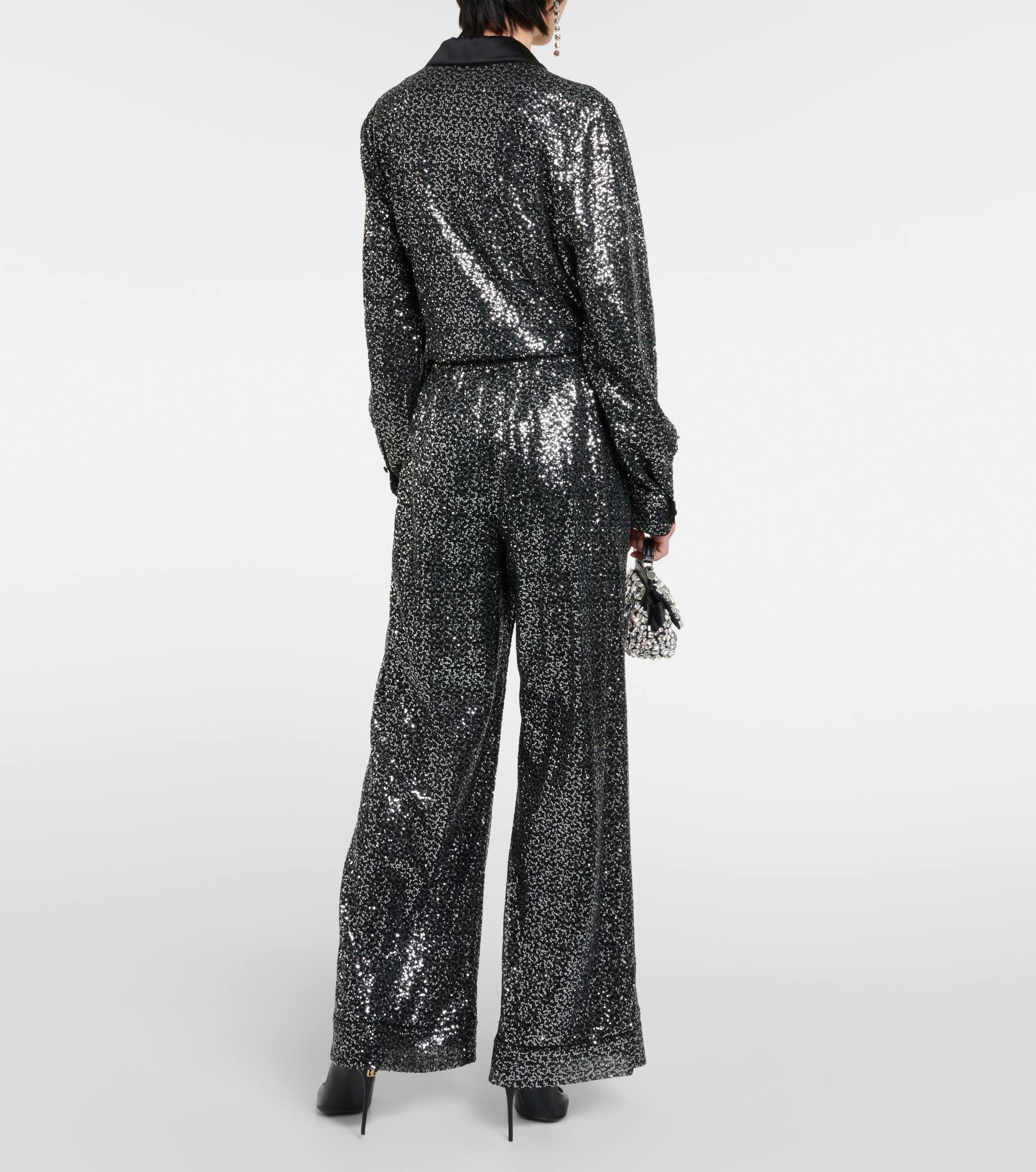 Sequined high-rise wide-leg pants - 3