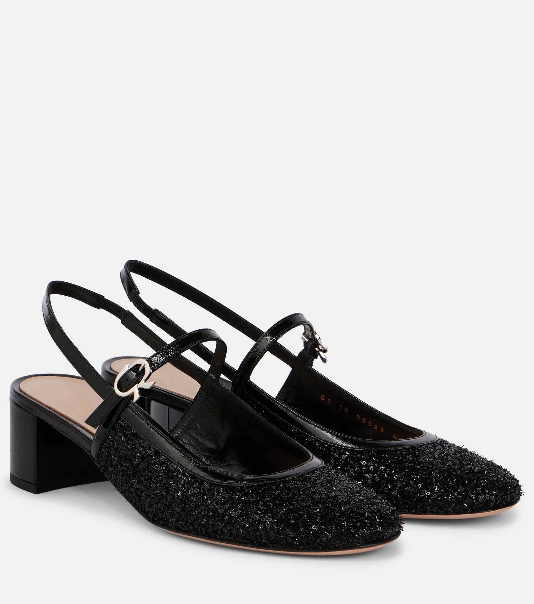 Leather-trimmed slingback pumps - 1