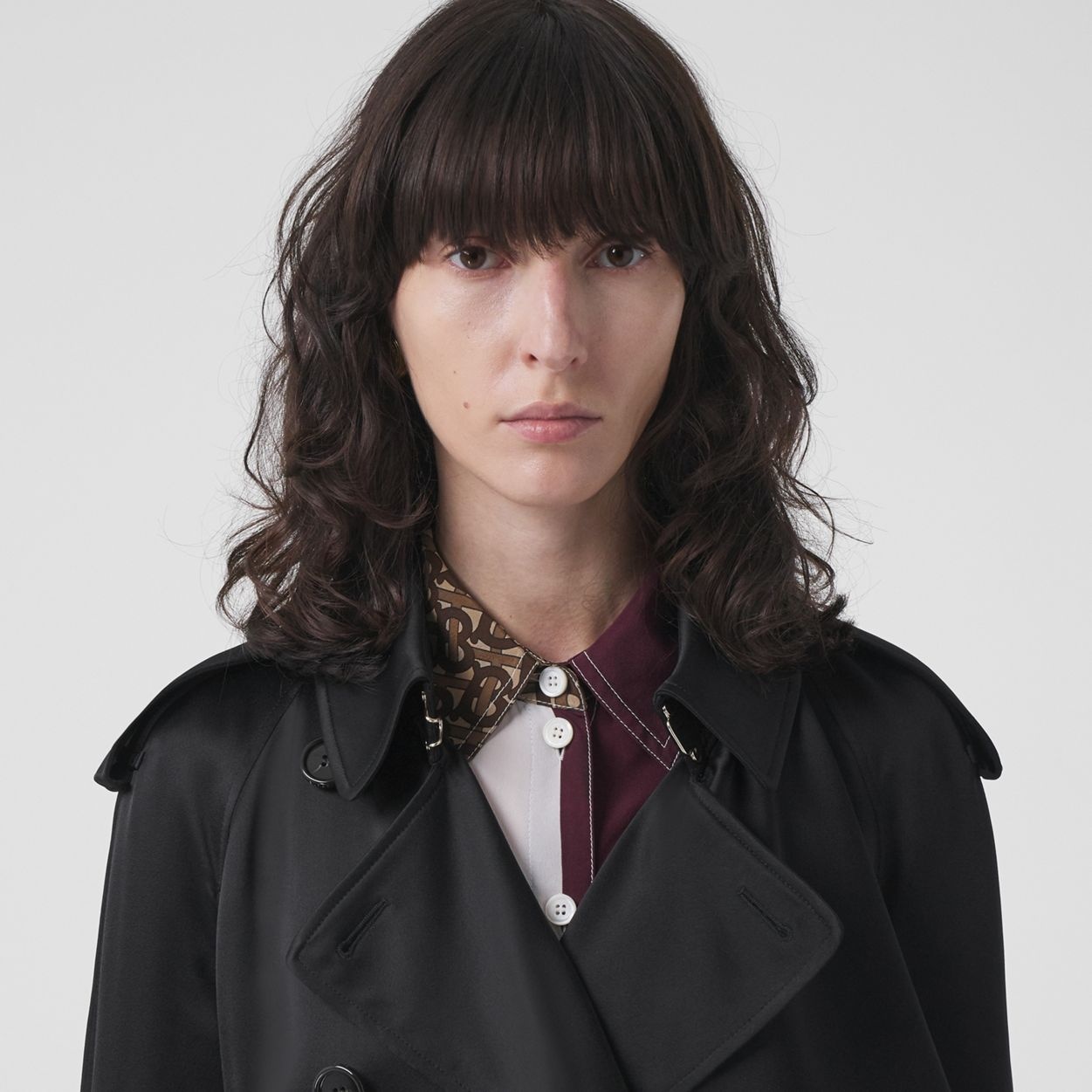Exaggerated Gun Flap Silk-lined Trench Coat - 4