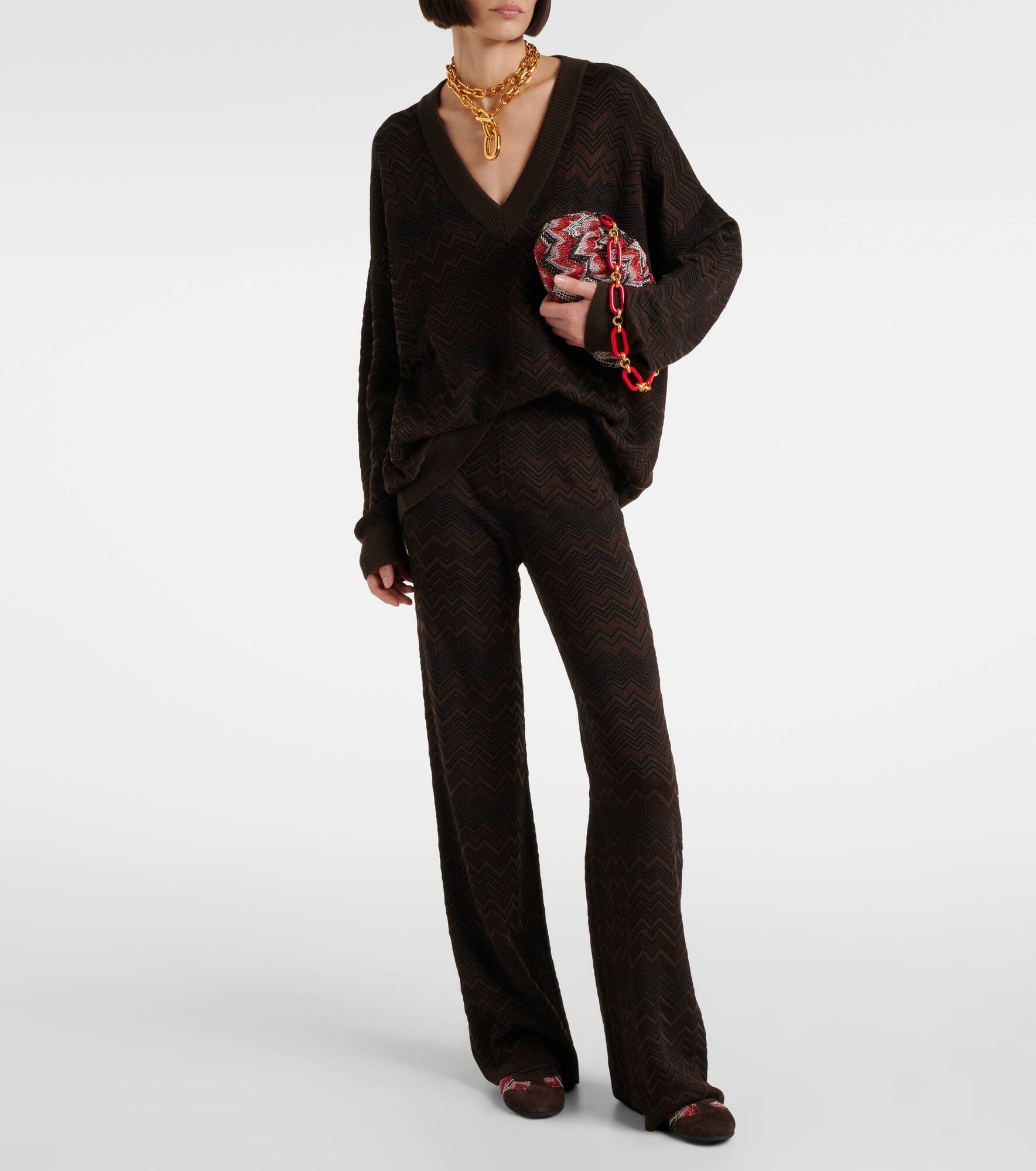 Zigzag high-rise flared pants - 2