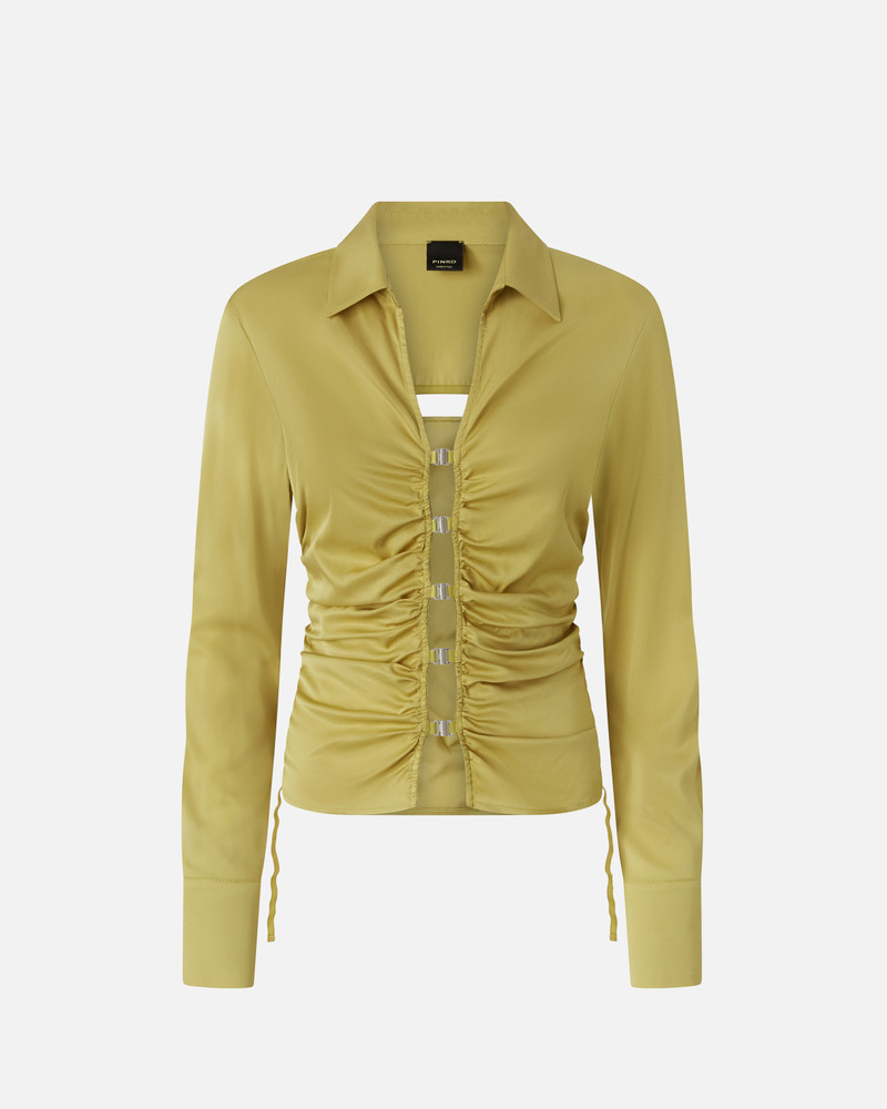 SHINY SHIRT WITH GATHERING AND BACK OPENING 1