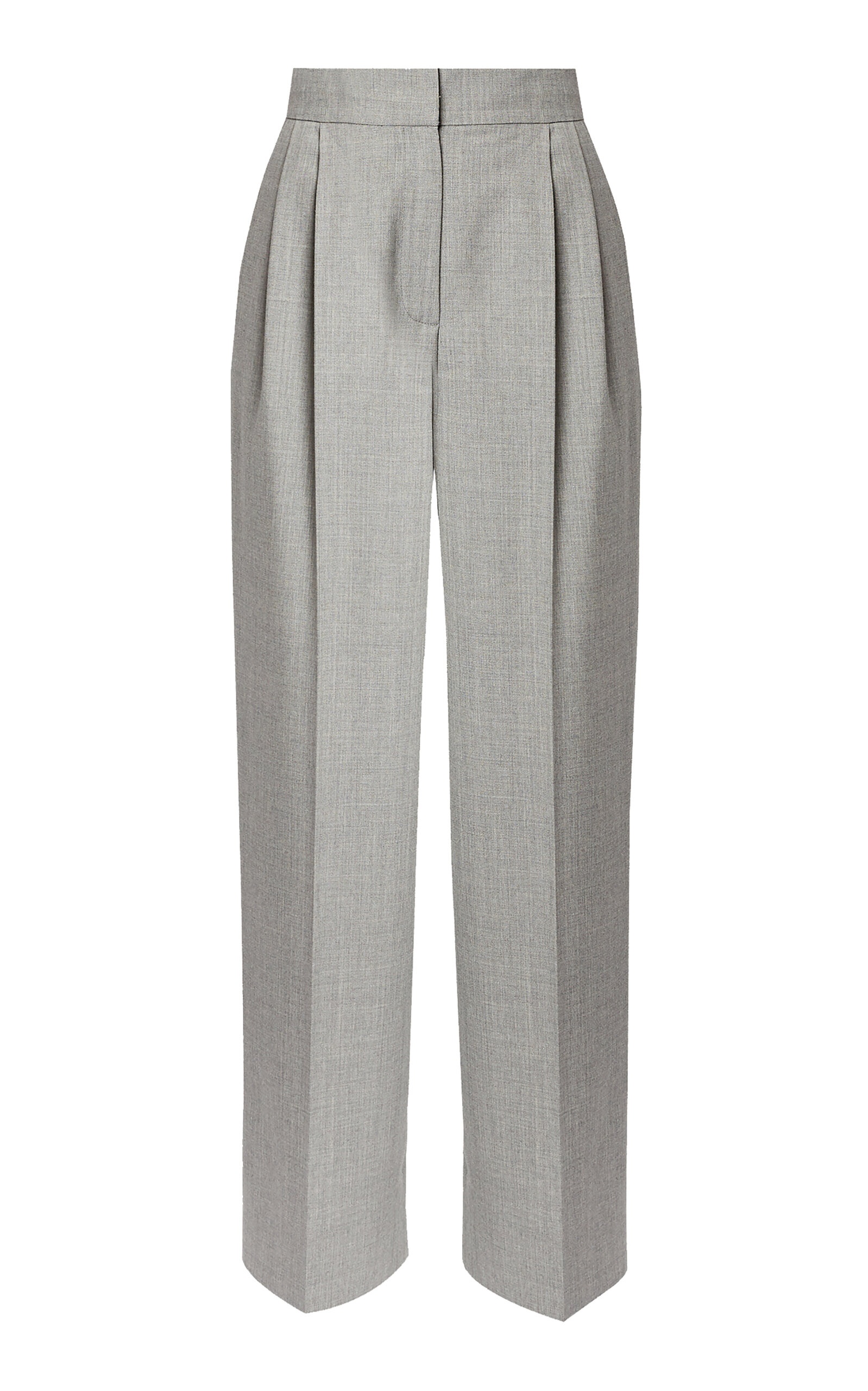 Wool High-Waisted Wide Leg Trousers grey - 1