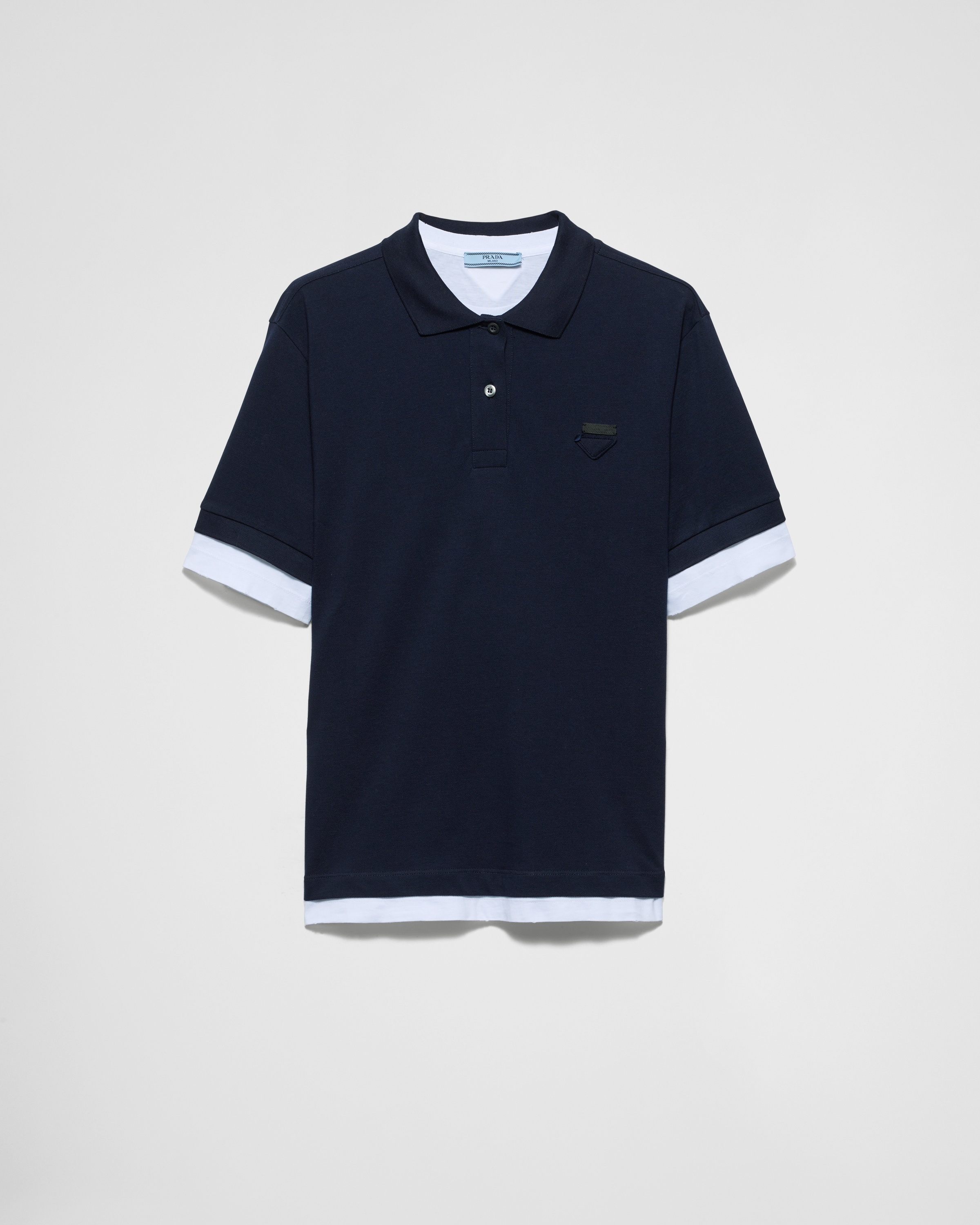 Piqué and jersey polo shirt - 1