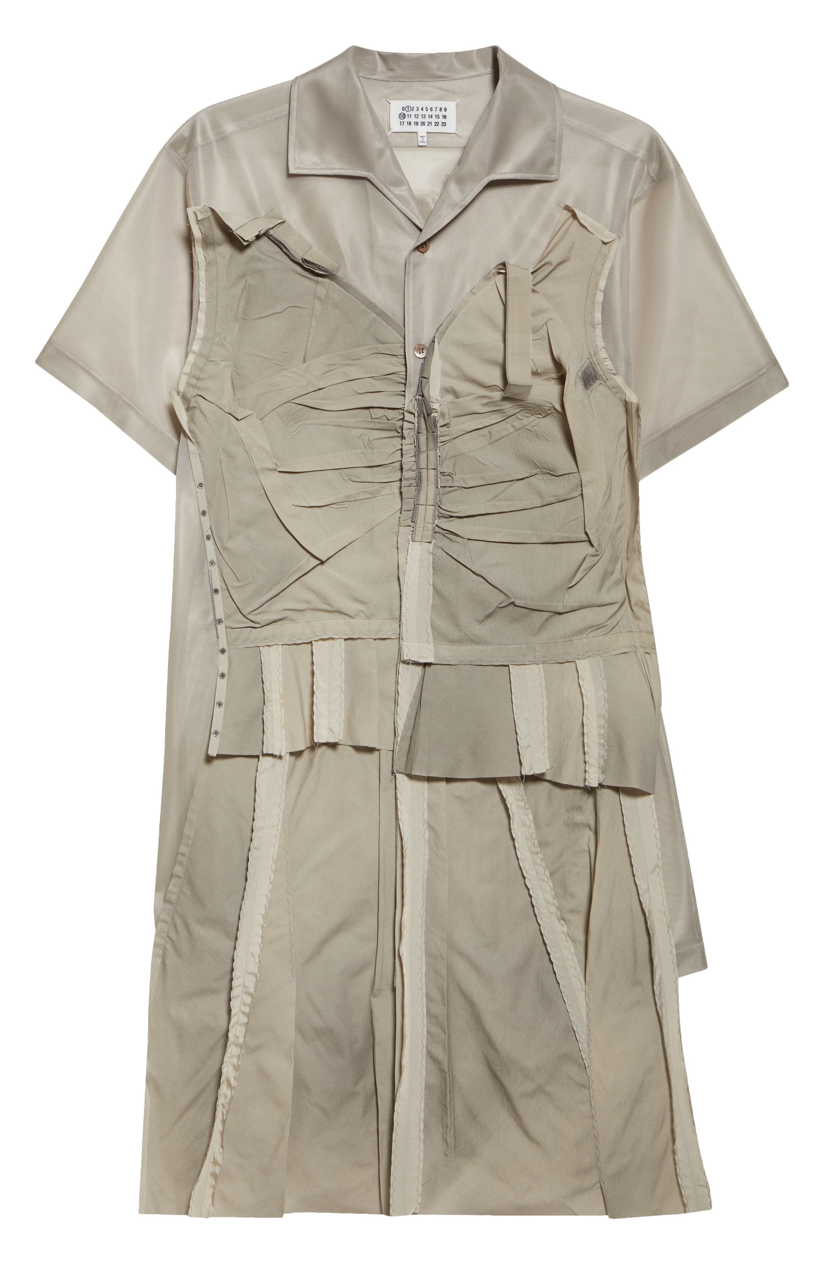 Maison Margiela Décortiqué Pleated Shirtdress in Stone And Powder at Nordstrom - 5