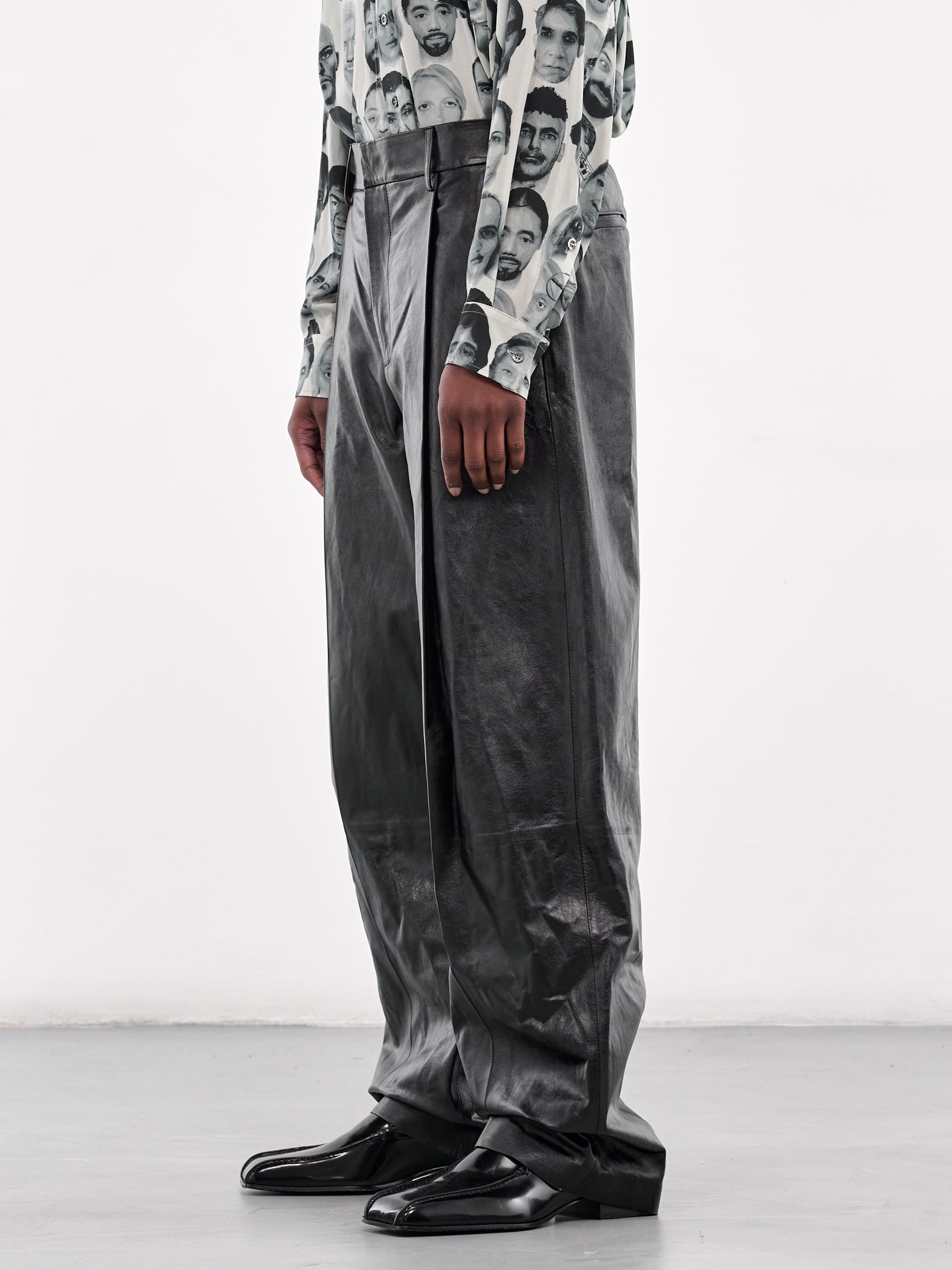 Wide Leg Leather Trousers - 2