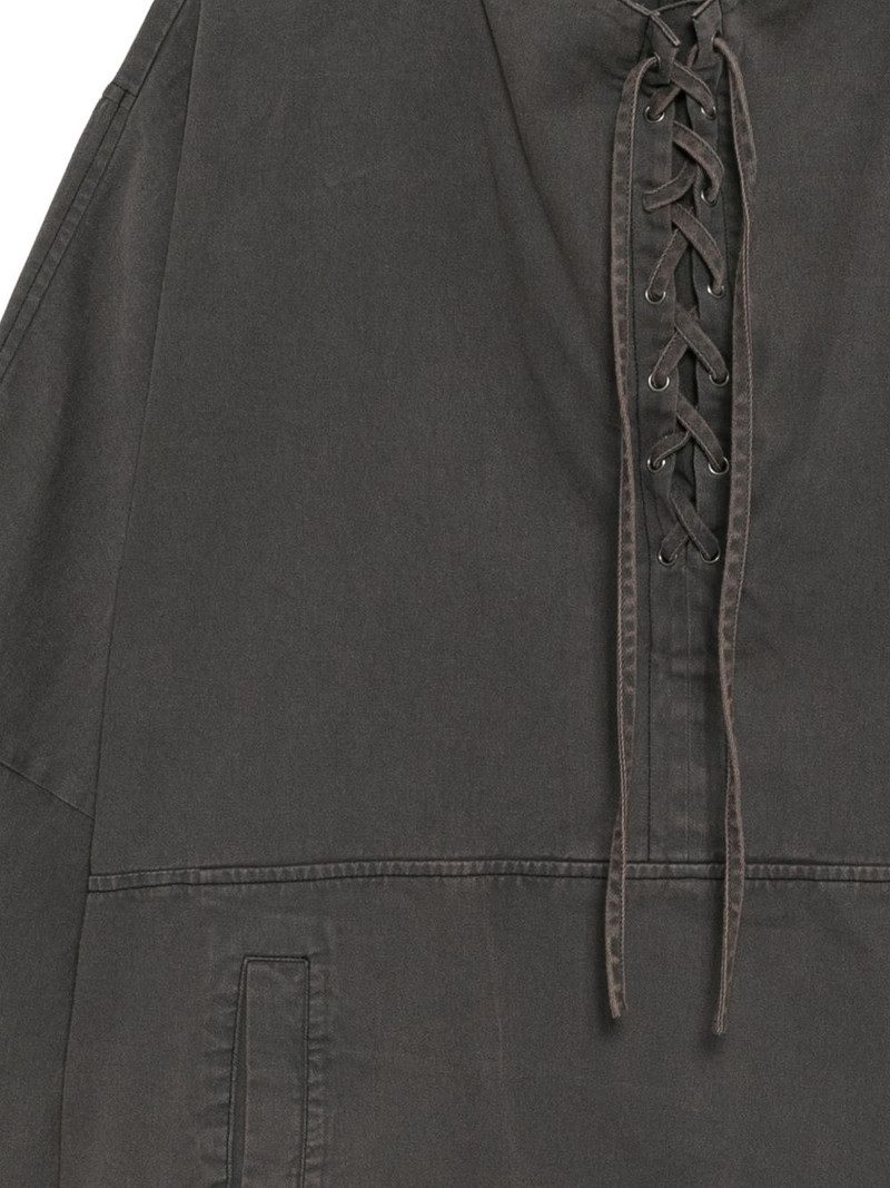 lace up washed cotton sweatshirt 3