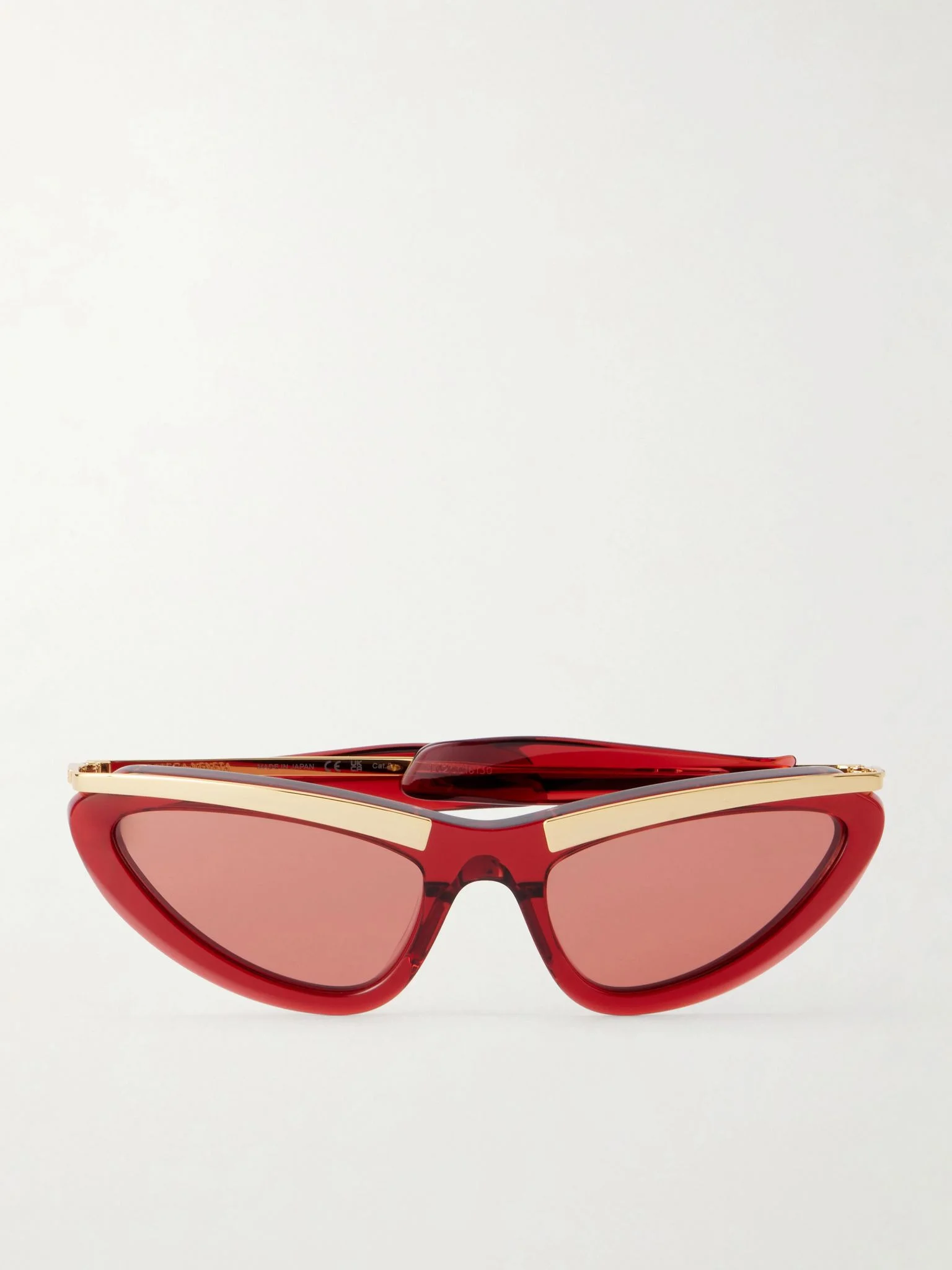 Cat-eye gold-tone and acetate sunglasses Red - 1