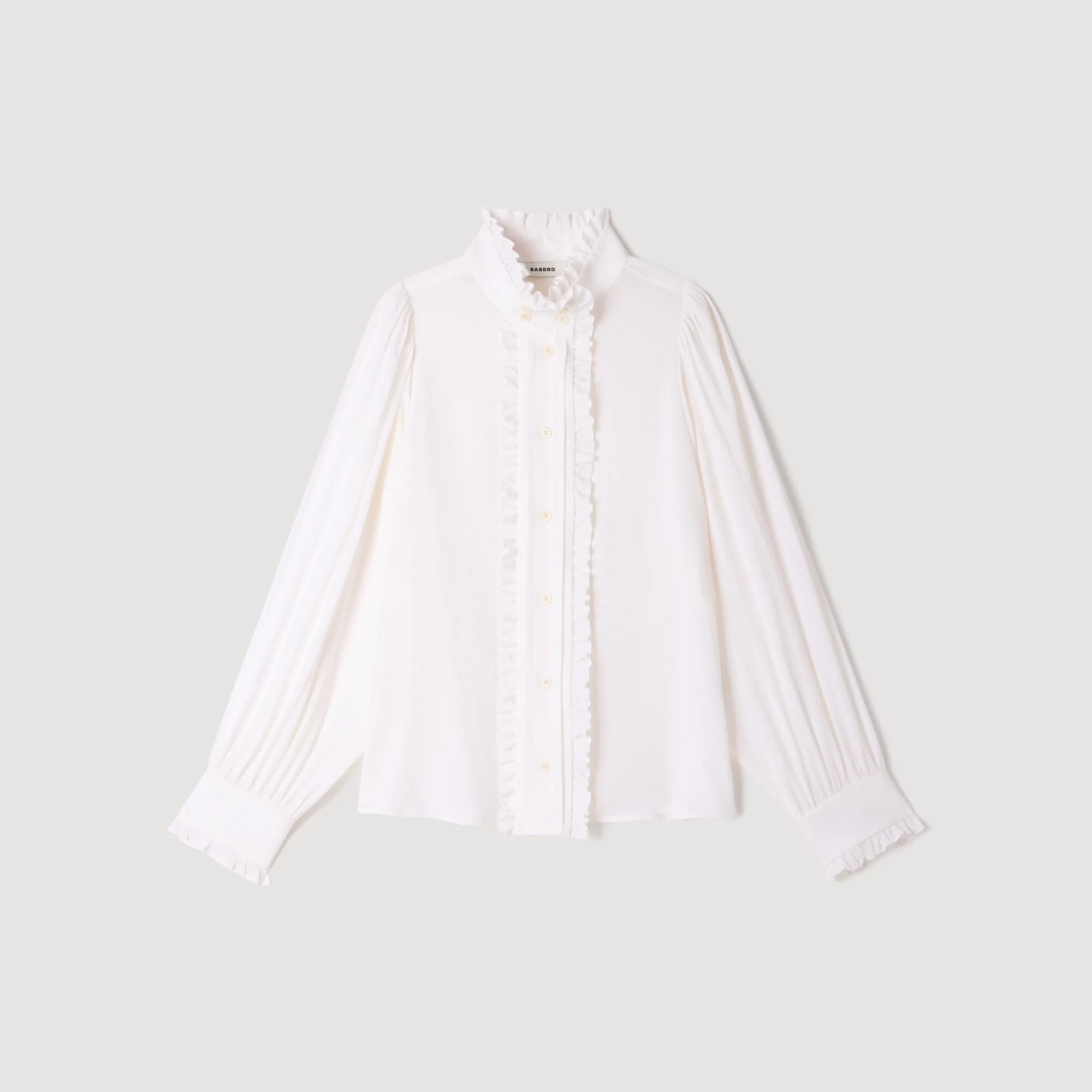 SILK SHIRT WITH GATHERED COLLAR - 1