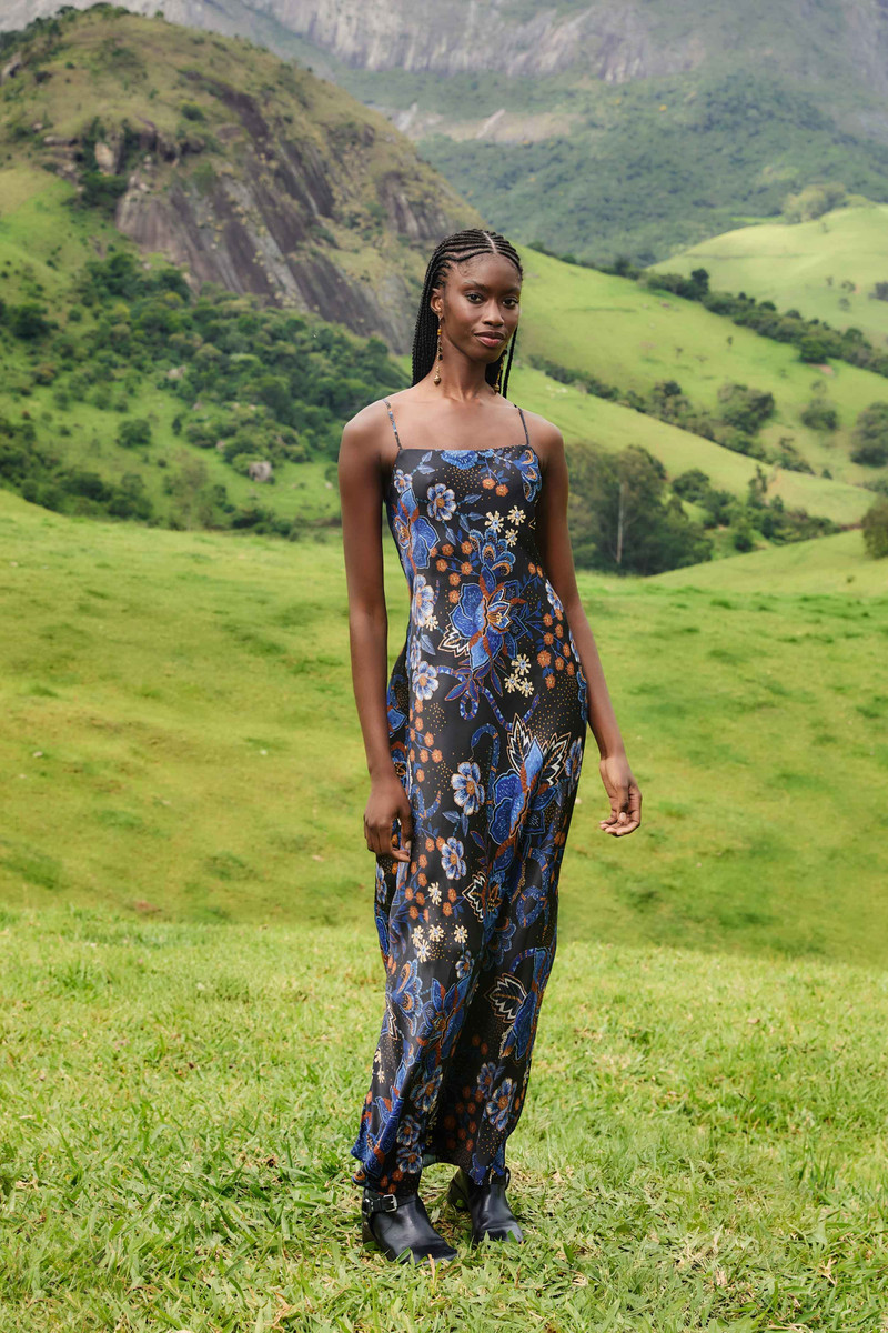 Black Snakes Bouquet Lenzing� Ecovero� Slip Maxi Dress 1