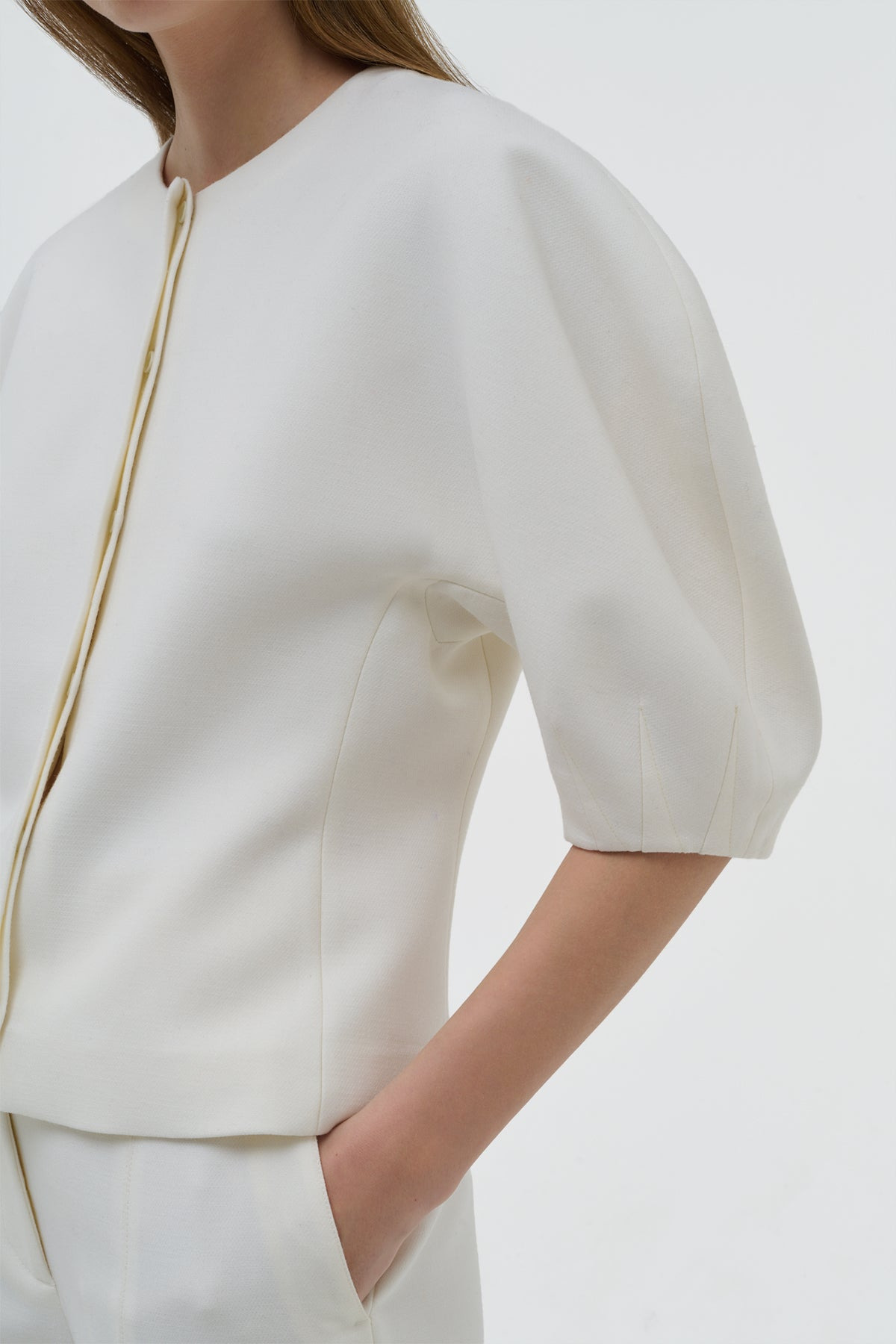 Waverly Top in Ivory Recycled Wool - 5