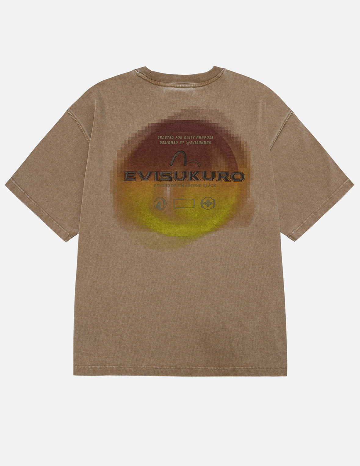 Washed Distressed Pocket and Gradient Print Loose Fit T-shirt - 3